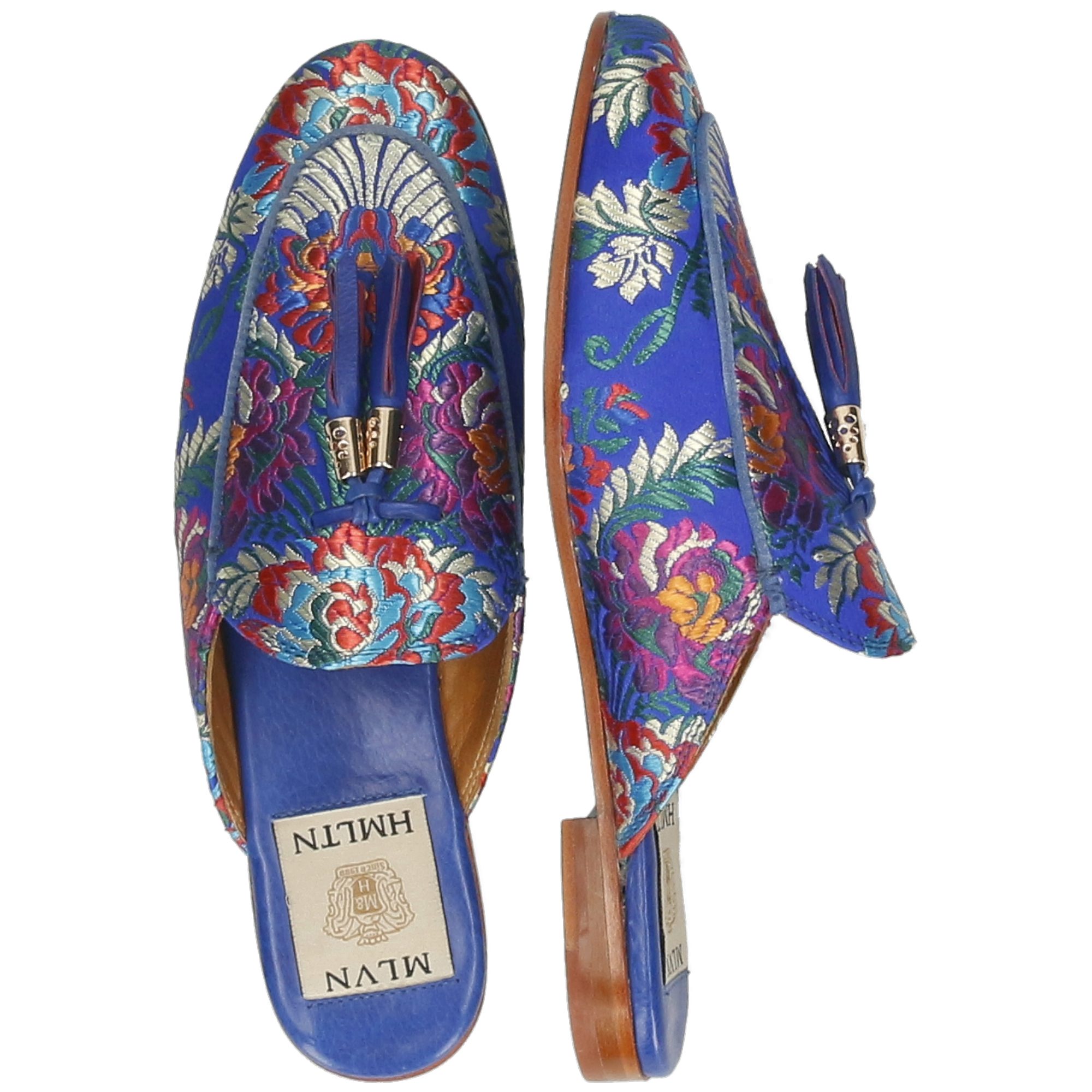 Melvin & Hamilton Scarlett 2 Textil-Pantoletten für Damen Flache Absätze, Echtes Leder, Stickerei