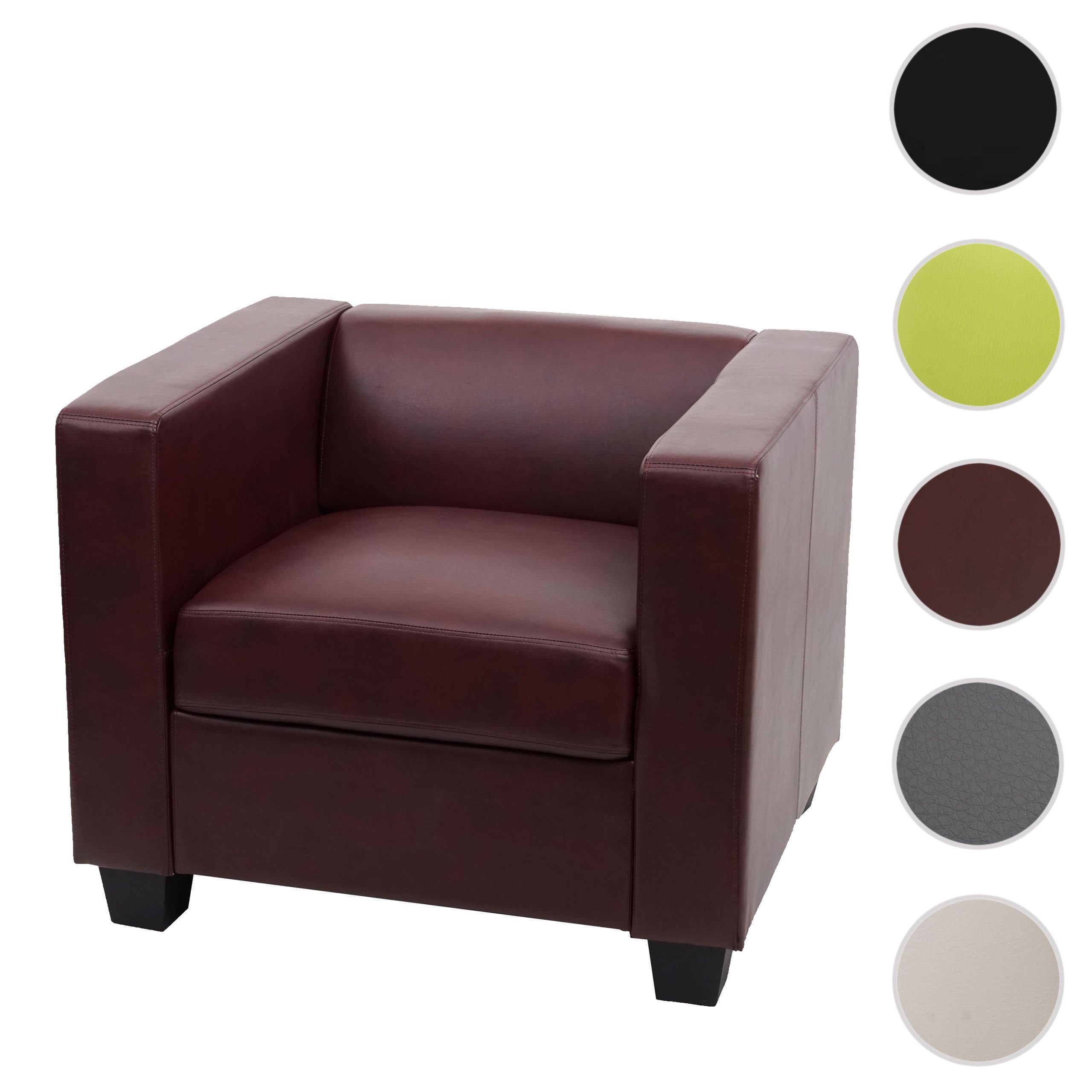 Standfestigkeit Polster, Kunststofffüße, Lounge-Stil, MCW Sessel Bequemes Hohe Lille, rot-braun