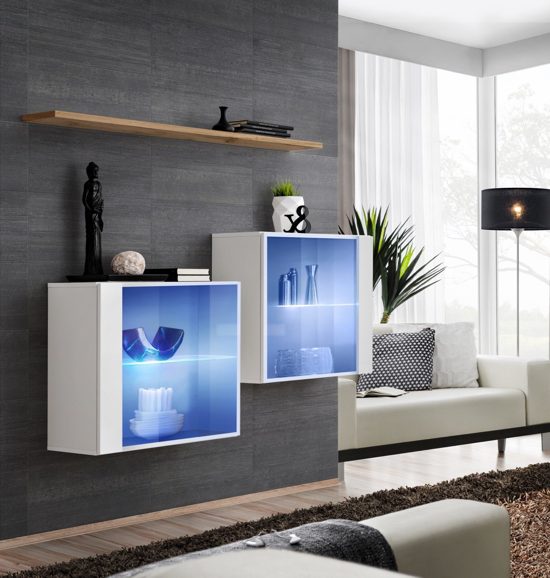 Xlmoebel Wohnwand Luxus Holz Möbel Set für modernes Wohnzimmerdesign, Made in Europa