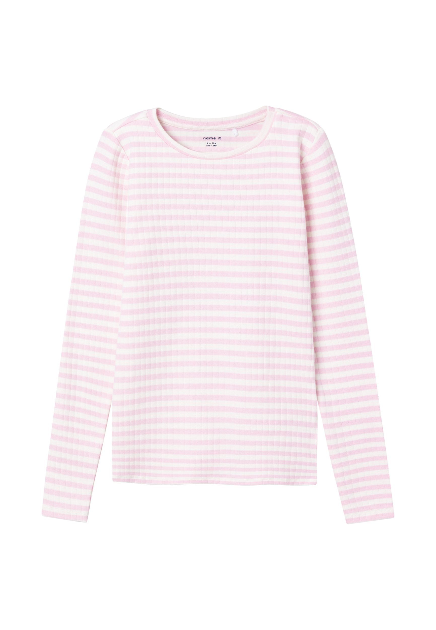 Name It T-Shirt NMFSURAJA XSL LS TOP NOOS Parfait Pink Stripes:STRIPE