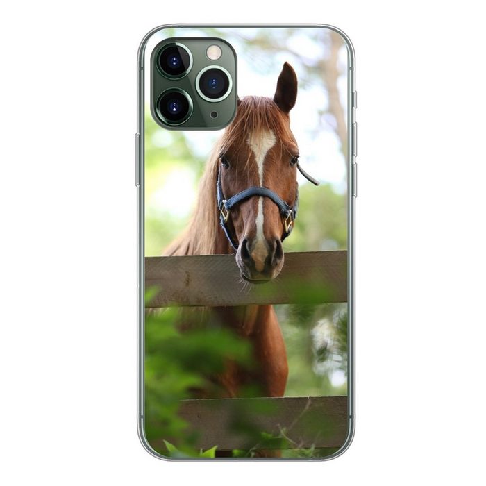 MuchoWow Handyhülle Pferd - Natur - Zaun Handyhülle Apple iPhone 11 Pro Smartphone-Bumper Print Handy