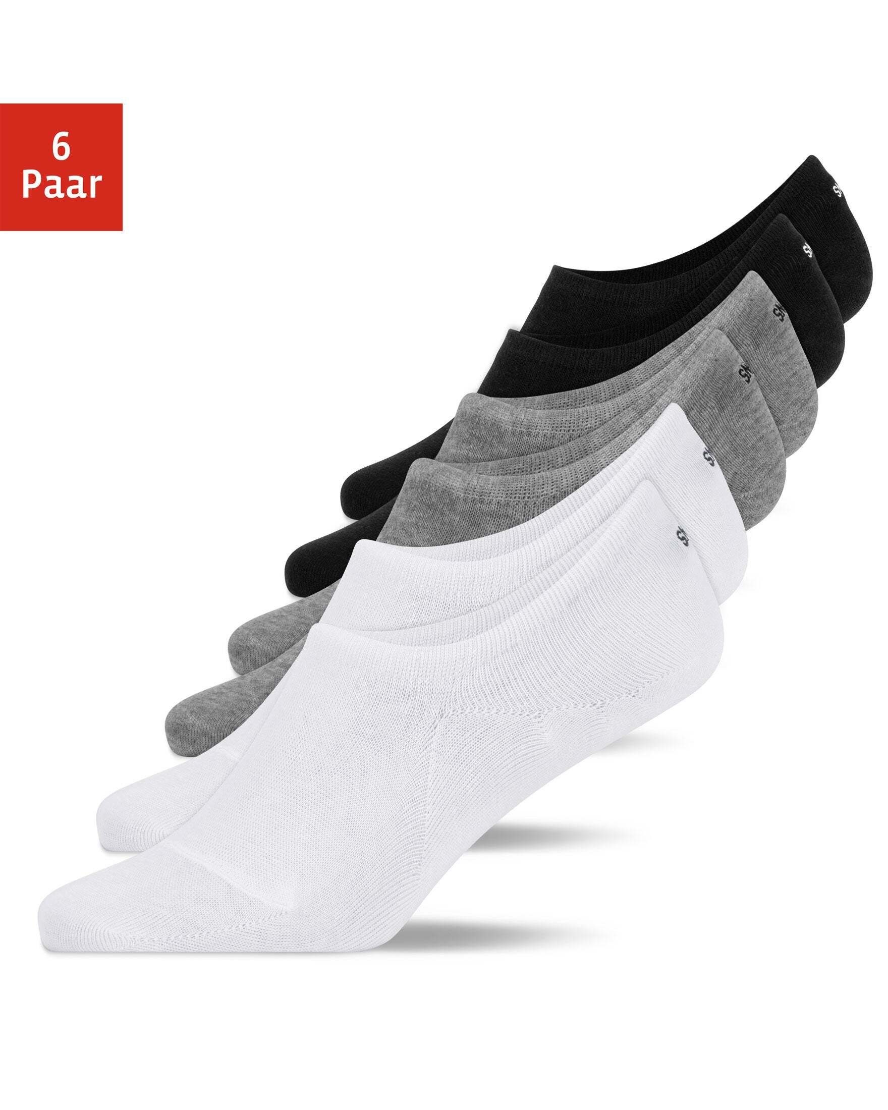 SNOCKS Füßlinge Invisible Socks Sneaker Socken Damen & Herren (6-Paar) aus Bio-Baumwolle, mit Anti-Rutsch-Pad und unsichtbar in den Schuhen