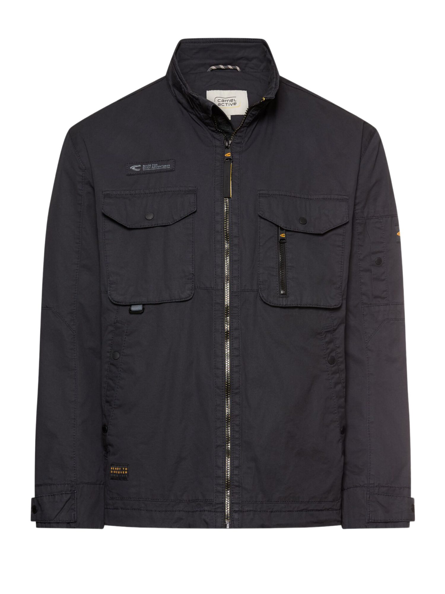 camel active Funktionsjacke schwarz,Casual,Baumwolle,Unifarben,Stehkragen,Lang,Regular Fit