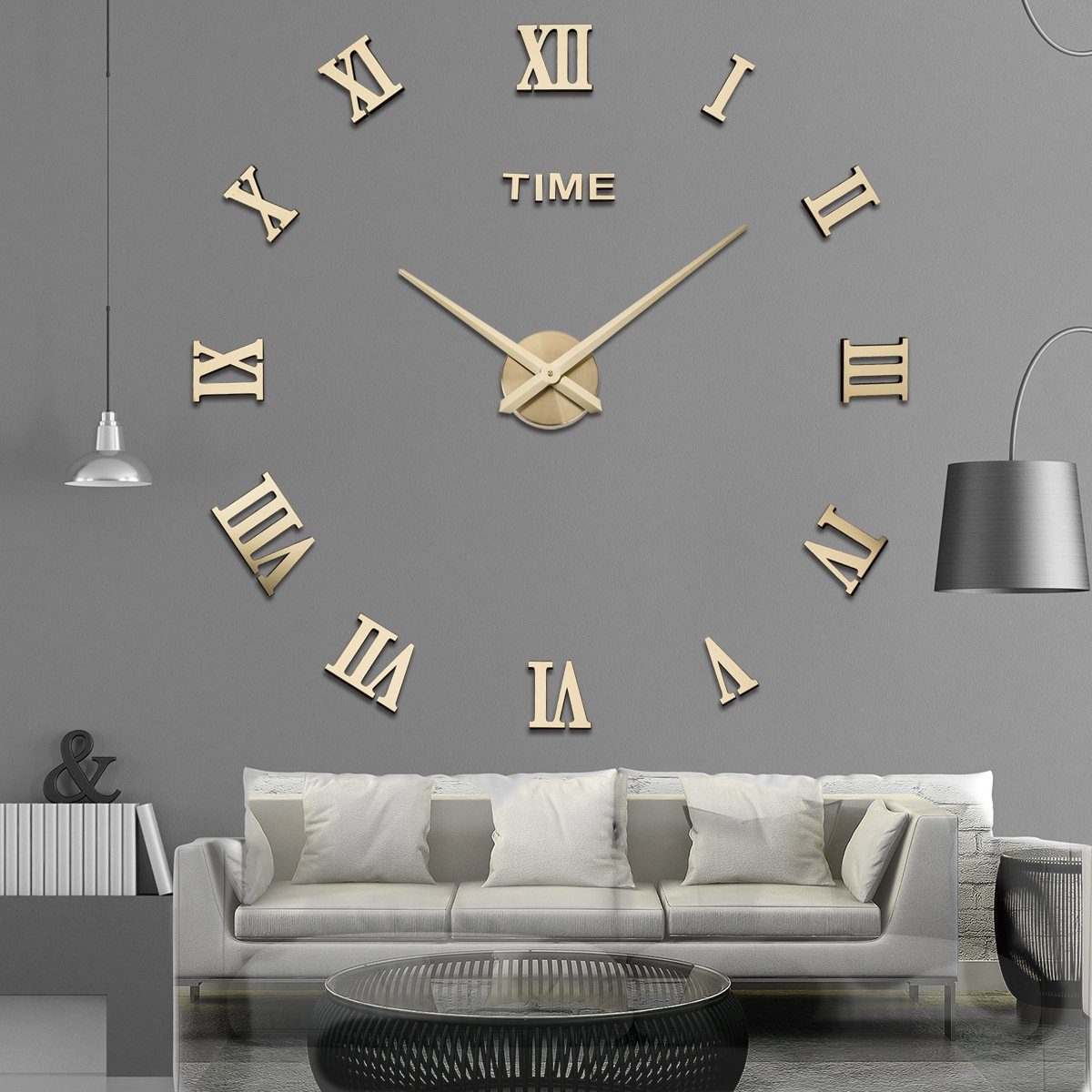 Dekoration Vaxiuja Wanduhr, riesige Große Uhr Ziffern römische Wanduhr 3D DIY