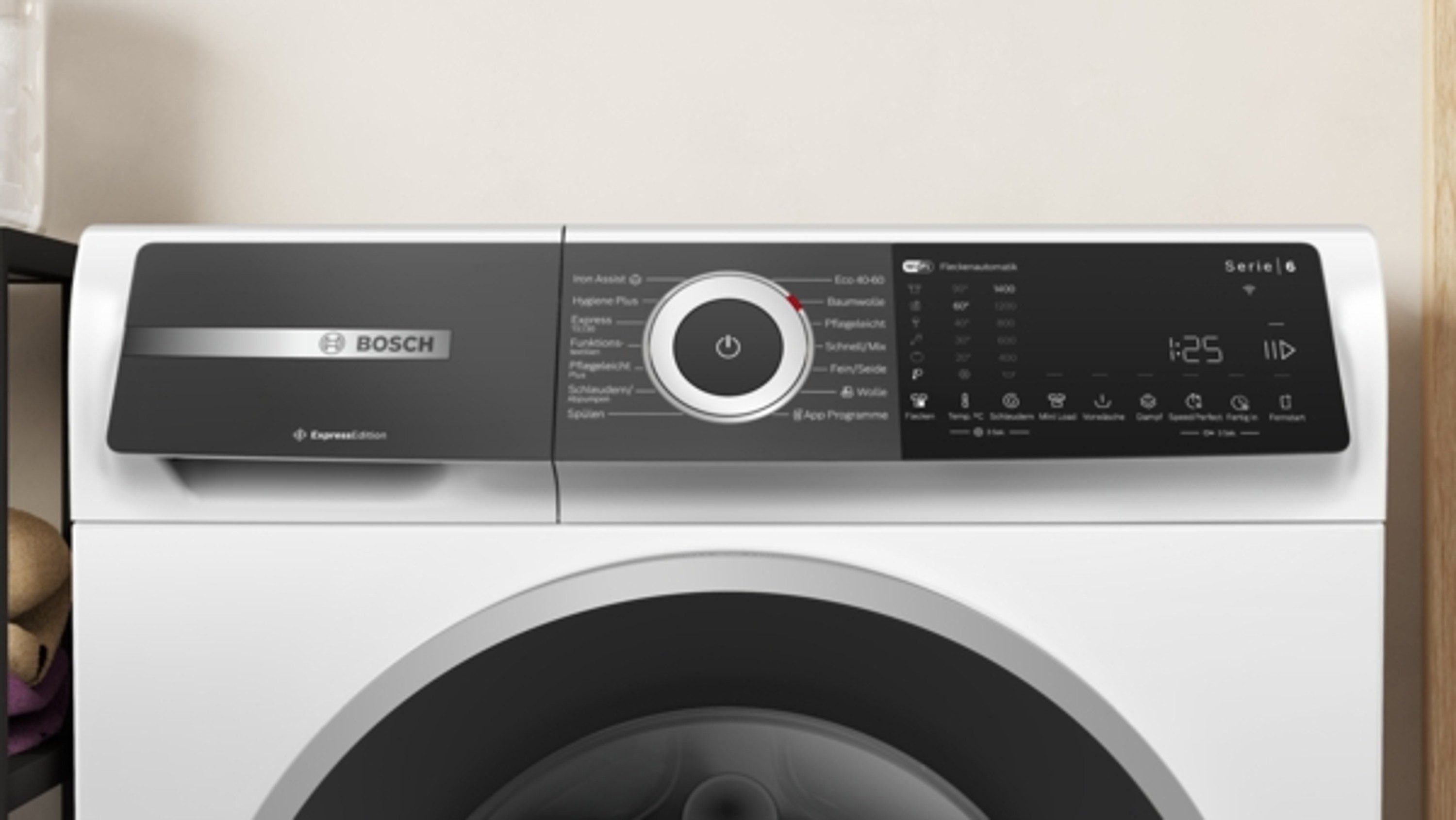 BOSCH Waschmaschine 6 WGH244MH0, 9 kg, 1400 U/min, Eco Silence Drive, AquaStop, Nachlegefunktion