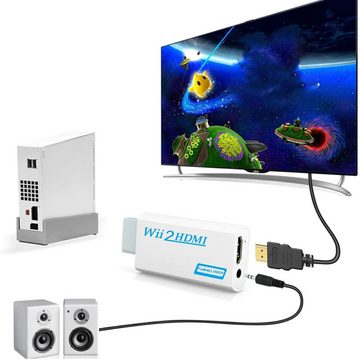 Retoo Wii auf zu HDMI Full HD TV Konverter Adapter Stick 1080p 3,5 Audio Adapter Wii zu HDMI, Konvertiert alle Signale der Wii-Konsole, 1080p, Einfach zu bedienen