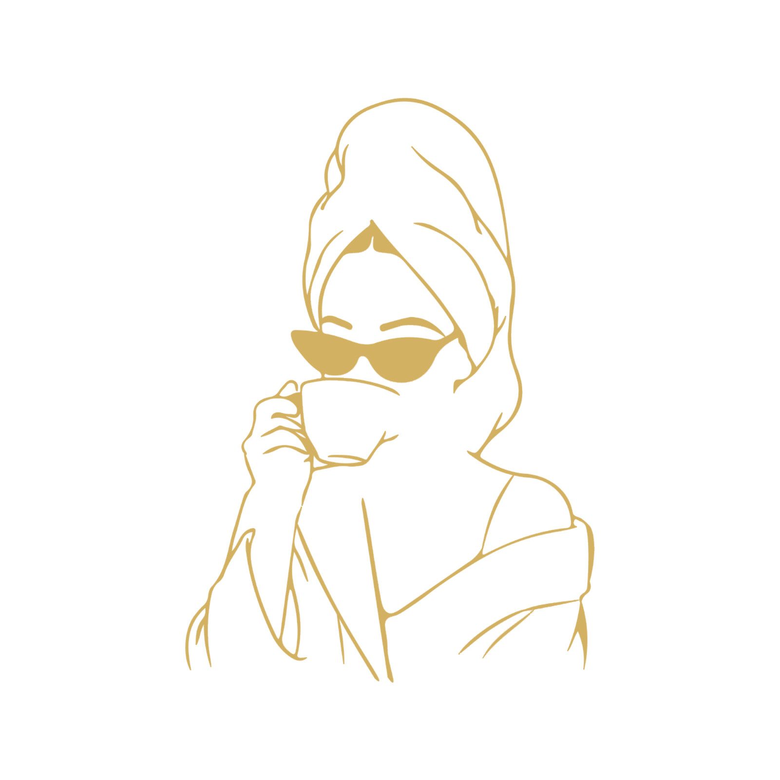 Jumpeak Wanddekoobjekt Wanddekoration “Bademantel für Damen”, Sonnenbrille, Kaffeetasse, Linien, Metall, 4 Farben, 3Größen, Wanddekoration für das Wohnzimmer,Trendig