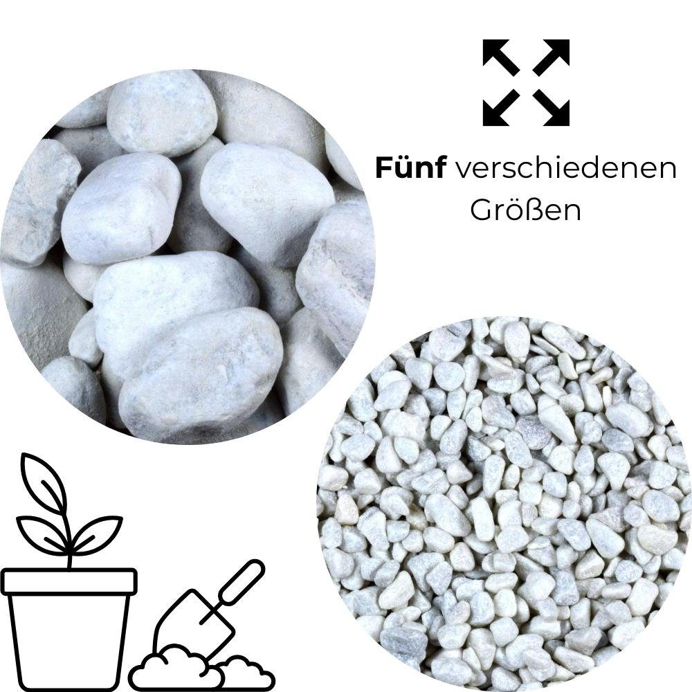 GarPet Kieselsteine Zierkies 25 kg Aquarium Carrara Weiß Garten Kies Marmor Gabion