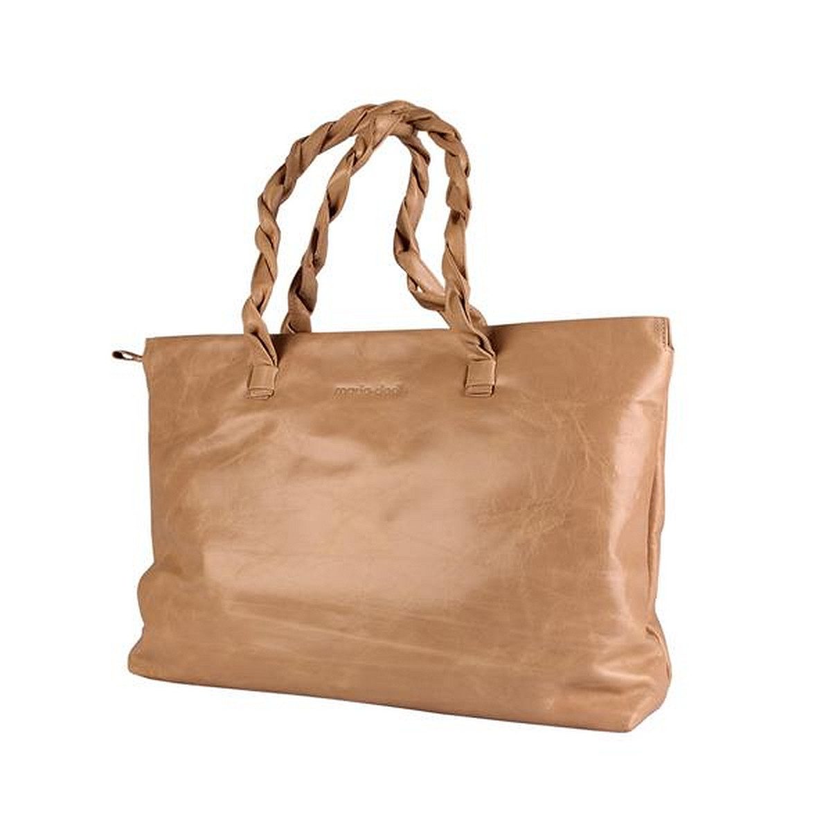 maria-dee Schultertasche Handtasche Melanie beige echt Leder (Handtasche, 1-tlg., Lederoptik), besonders langlebig