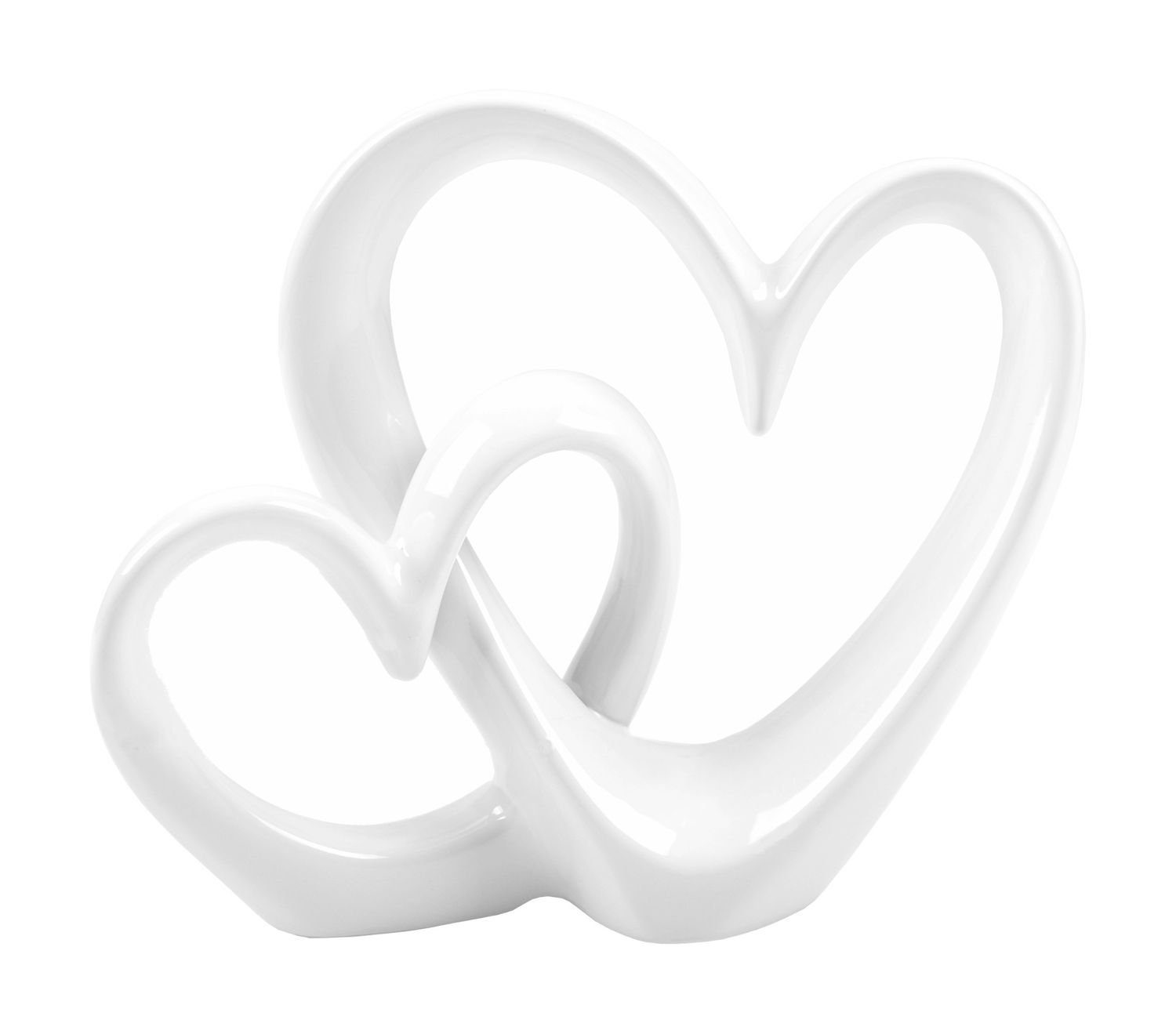 New Home Dekofigur Deko-Herzen weiß Dekofigur Dekoherz Keramik Herz Skulptur Tischdeko