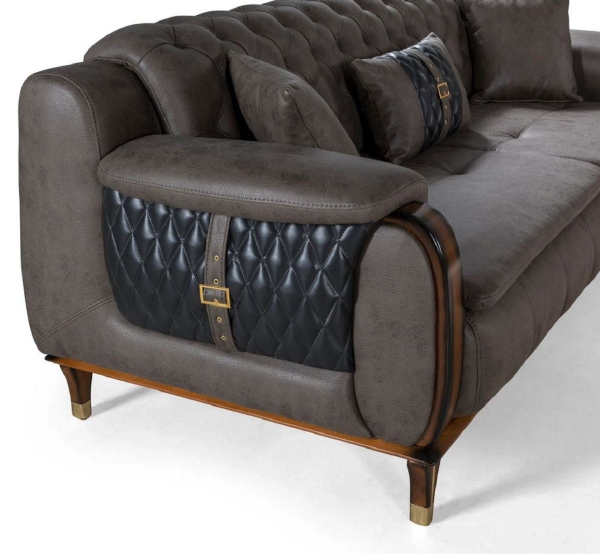 Gold Chesterfield cm / Schwarz Möbel - Modernes Braun Sofa Luxus / Casa Dunkelblau Wohnzimmer x 222 x Chesterfield-Sofa H. - Luxus / Padrino Schlafsofa Grau / 98 Wohnzimmer 80