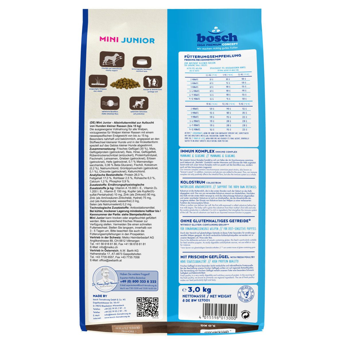 Bosch Petfood Mini Junior 3 kg, Trockenfutter für: Hund