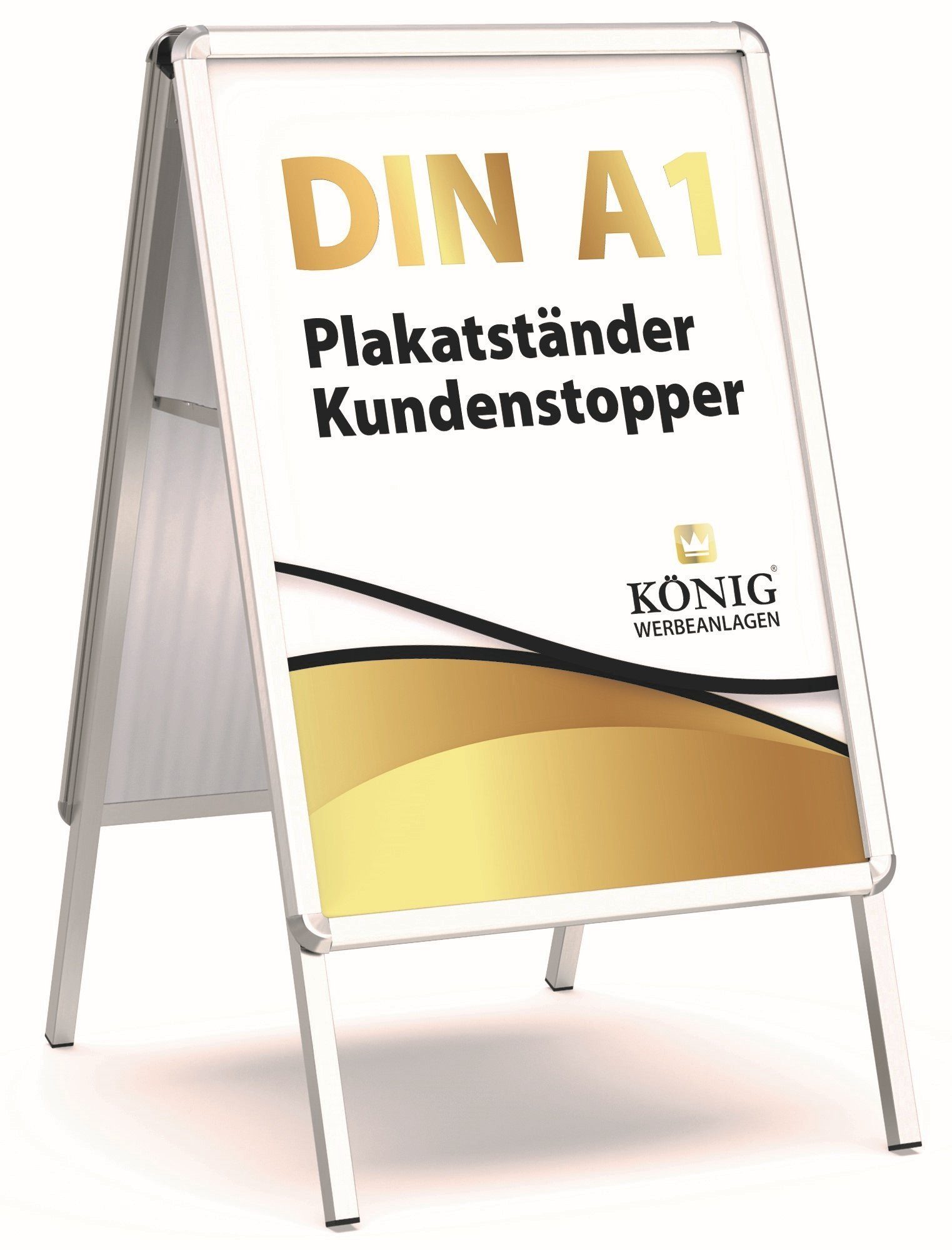 Dreifke Bilderrahmen Plakatständer Keitum DIN (1 runden silber, mit A1 St) Kundenstopper, Ecken