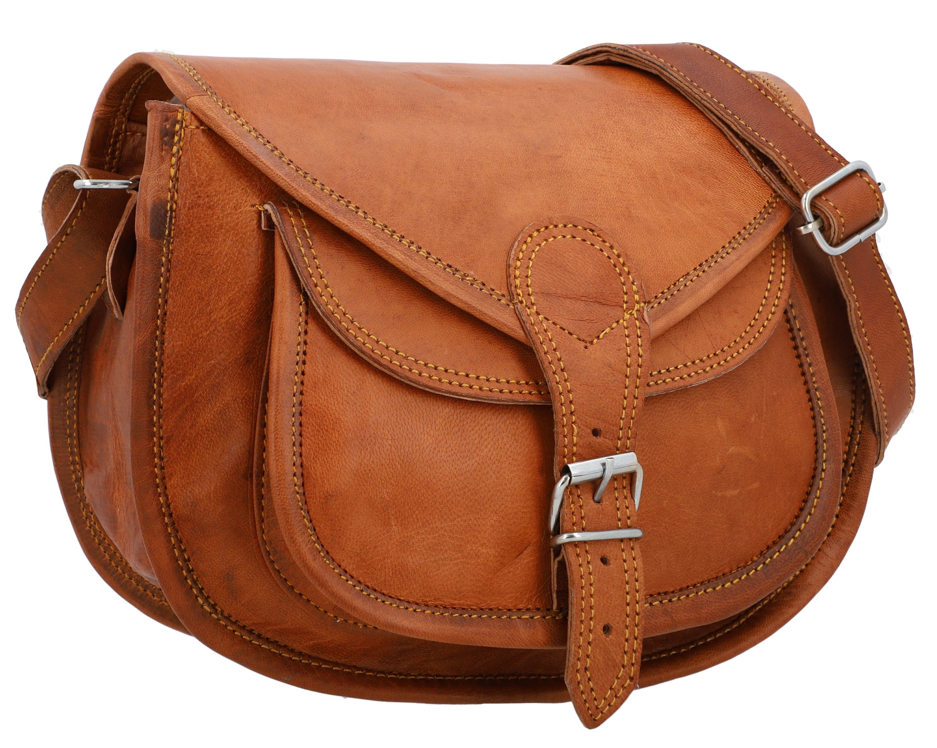 Gusti Leder Handtasche Evelyn (1-tlg), Umhängetasche Handtasche Damen  Vintage Braun Leder