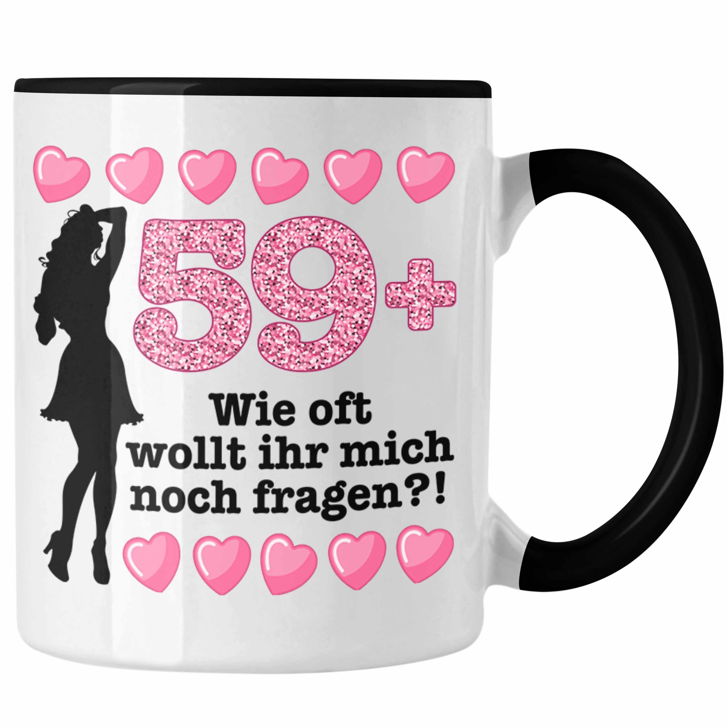 Trendation Tasse Trendation - 60. Geburtstag Frauen Tasse Geschenk Geschenkidee 60er Geburtstag Spruch Perfektion Mama Mutter Lustiger Spruch Witzig 59+ Schwarz