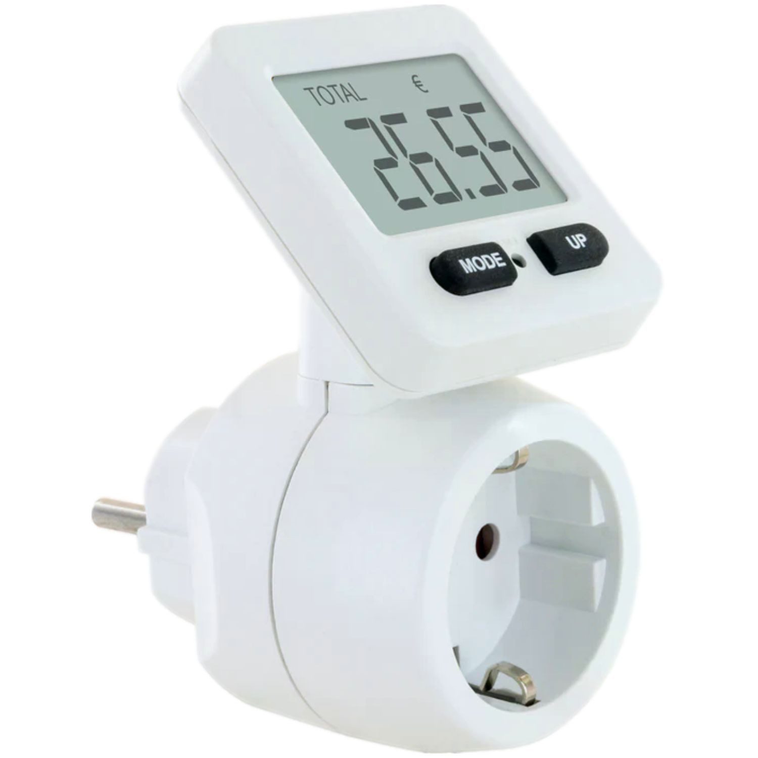 Schwaiger Energiekostenmessgerät Energiekostenmessgerät Steckdose Display Weiß, 2 " Display, Set, 1x Messgerät, Einspeisemessgerät Stromzähler Messung Stromverbrauch bis 16A 3680W