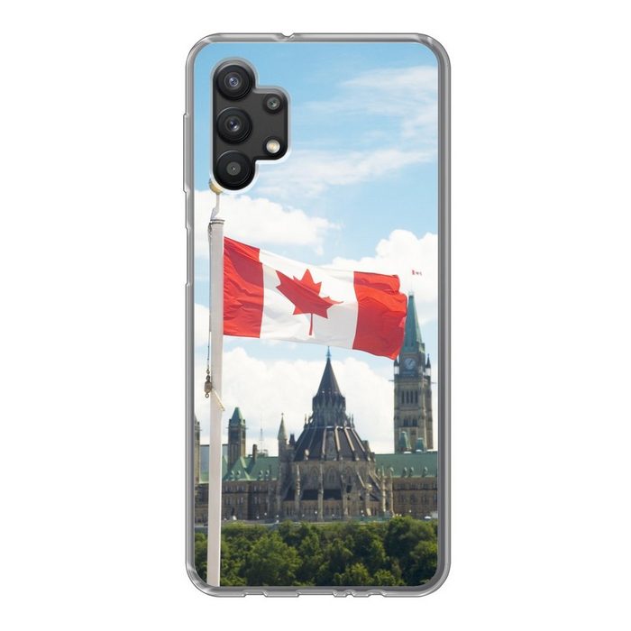 MuchoWow Handyhülle Kanadische Flagge und Parlament Handyhülle Samsung Galaxy A32 5G Smartphone-Bumper Print Handy