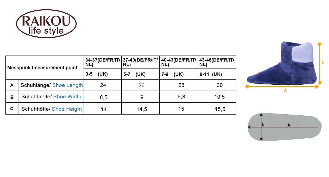 RAIKOU Cosy Shoe Pantoffel Stiefel für Damen, Herren aus Micro Flausch Hausschuh (Super Flauschige) mit ABS und rutschfester Sohle