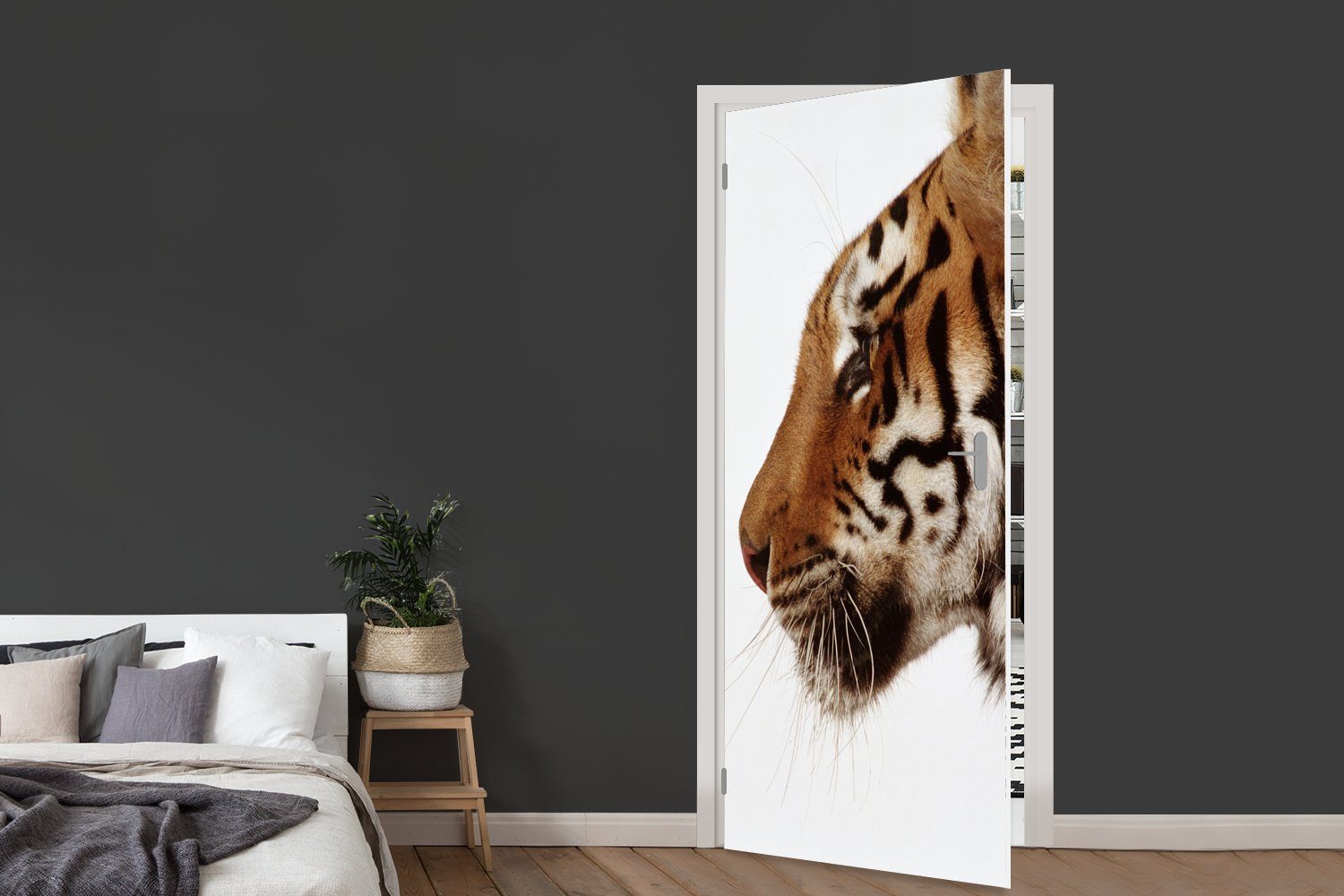 MuchoWow Türtapete Nahaufnahme St), Fototapete für Matt, Tür, (1 75x205 cm Türaufkleber, bedruckt, eines Tigers