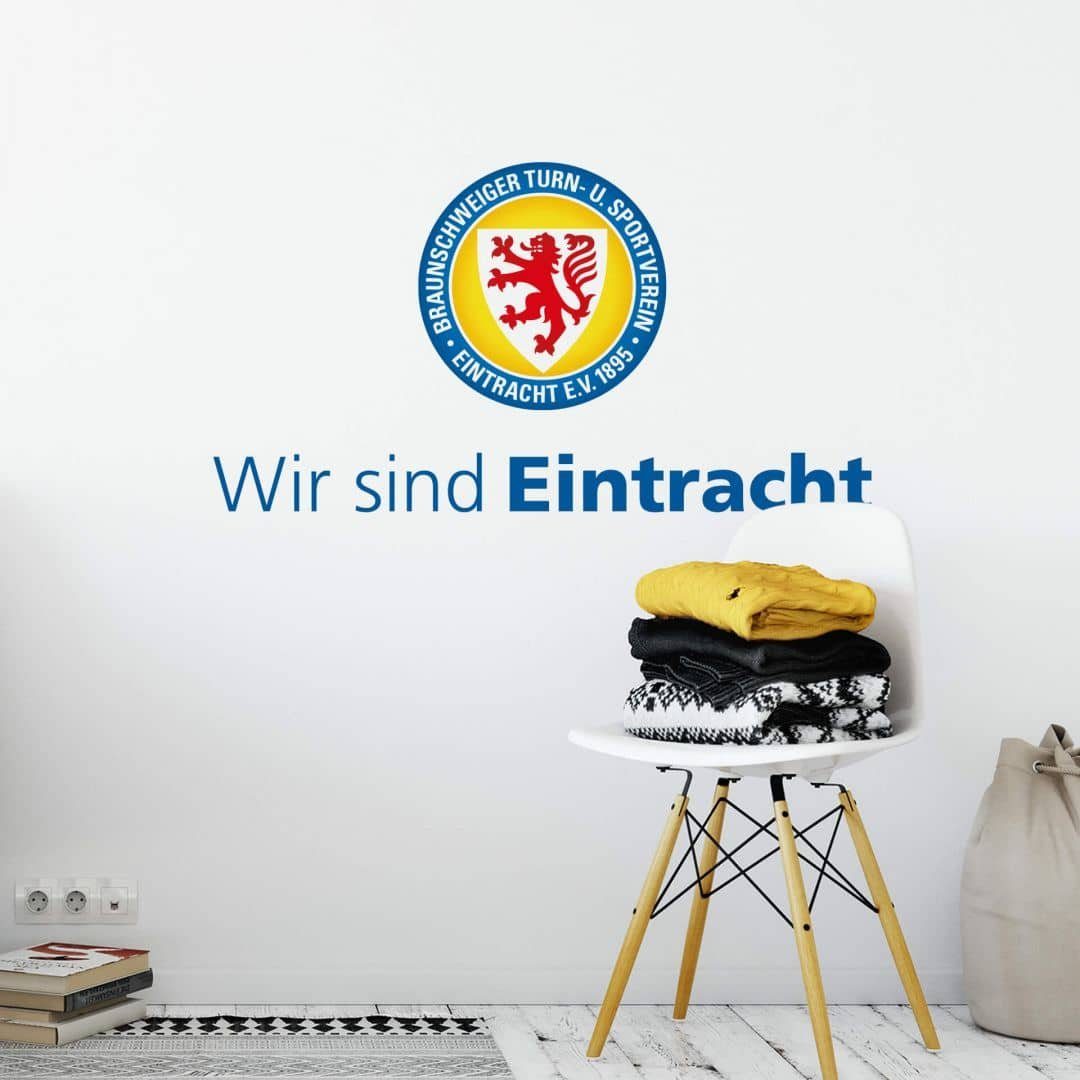 Eintracht Braunschweig Wandtattoo Fußball Wandsticker Wir sind Eintracht Braunschweig Logo Löwe, Wandbild selbstklebend, entfernbar