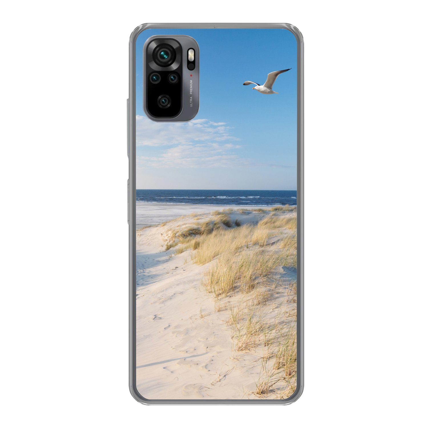 MuchoWow Handyhülle für Xiaomi Redmi Note 10 Pro Düne - Möwe - Strand - Meer - Sonne, Phone Case, Silikon, Schutzhülle Dünn