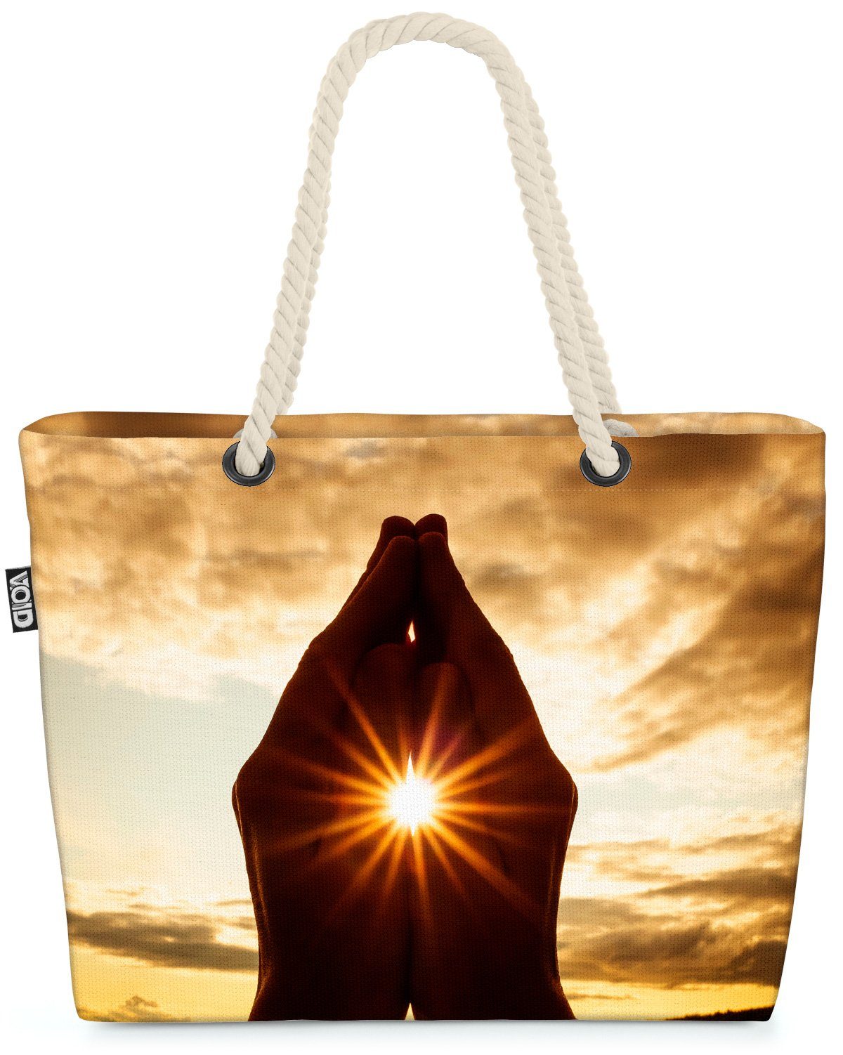 Sonne Strandtasche (1-tlg), Ents Sonnenaufgang VOID Hände Yoga Namaste Spirituelle Hände Namaste