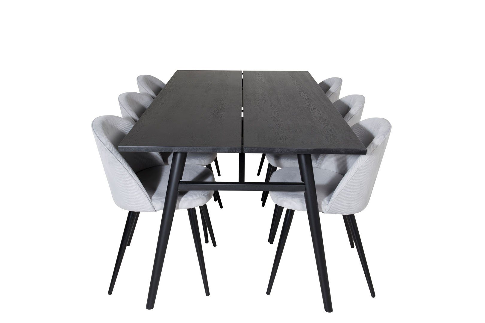 ausziehbarer Sleek Esstisch Essgruppe Tisch ebuy24 Essgruppe (7-tlg) Lä, schwarz;hellgrau;schwarz