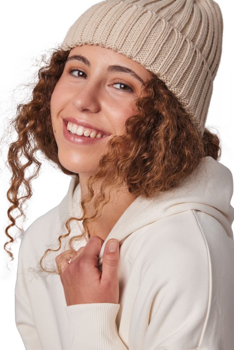 K-UP Bommelmütze Mütze mit Doppelripp und Umschlag