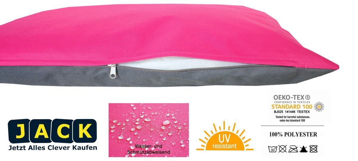 Robust, mit Outdoor - Füllung, Pink Anthrazit inkl. 2-farbiges Dekokissen Außen Kissen JACK & Dekokissen Strapazierfähig, geeignet 45x45cm Lotus-Effekt, Wende Innen JACK für