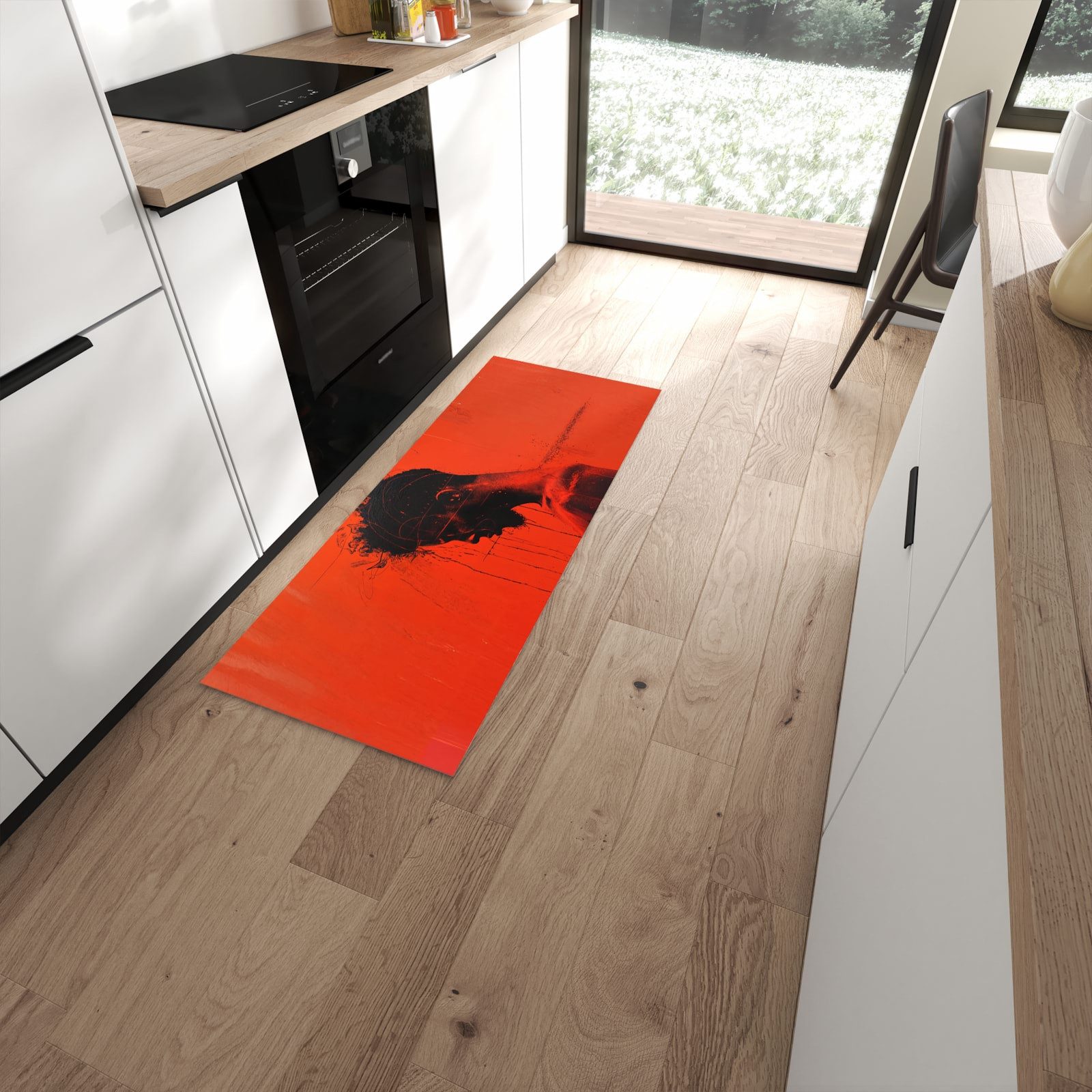 Primedeco Teppich Küchenteppich Dunkelrotes Profil PVC rutschfest abwaschbar Läufer, Rechteckig, Höhe: 3 mm, Pflegeleicht & Wasserabweisend