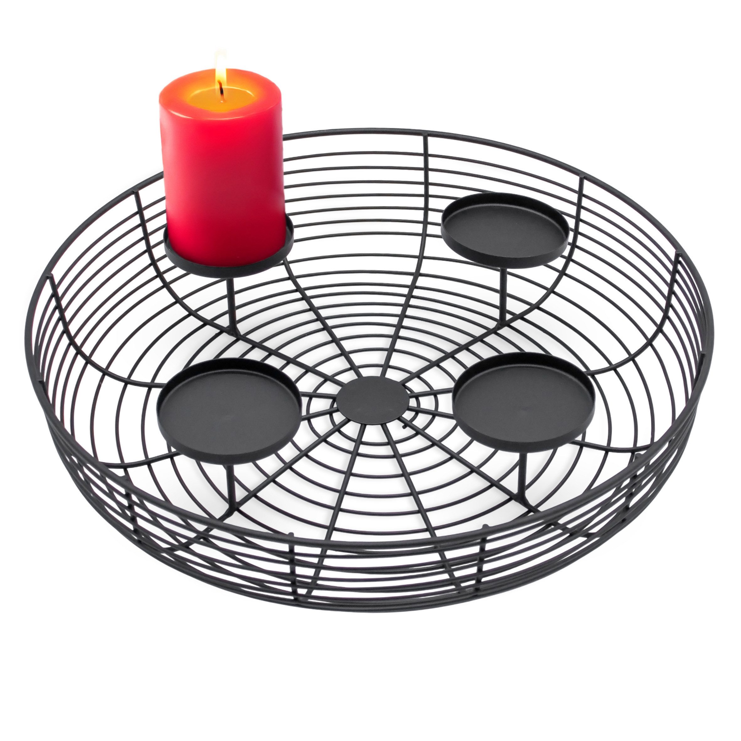 Spetebo Adventskranz Metall Gitter schwarz für 4 Kerzen - 36 cm, für Kugel- und Stumpenkerzen bis ca. 7 cm Durchmesser