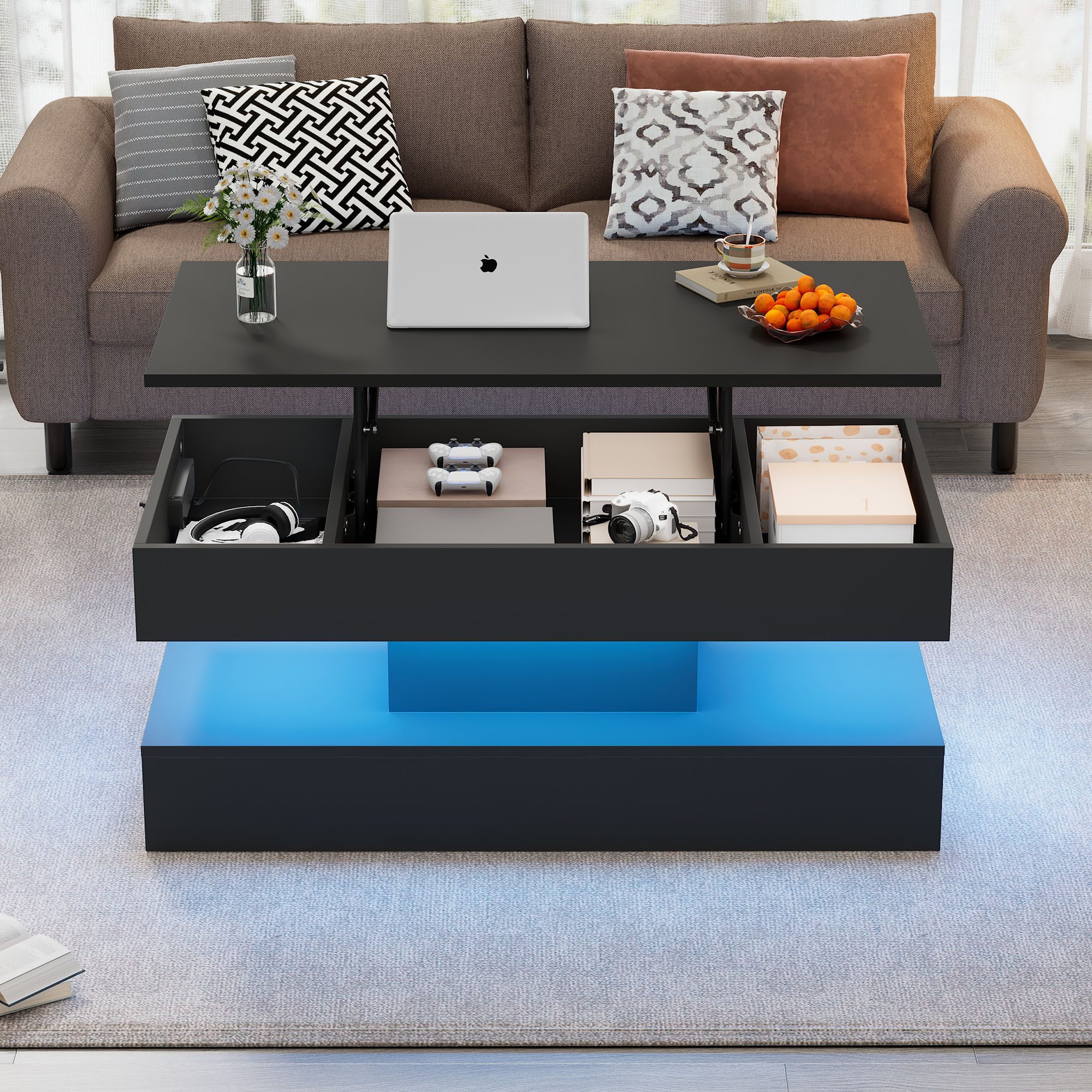 STILVORA Couchtisch Hebbarer Wohnezimmertisch mit LED,Beistelltisch günstig online kaufen