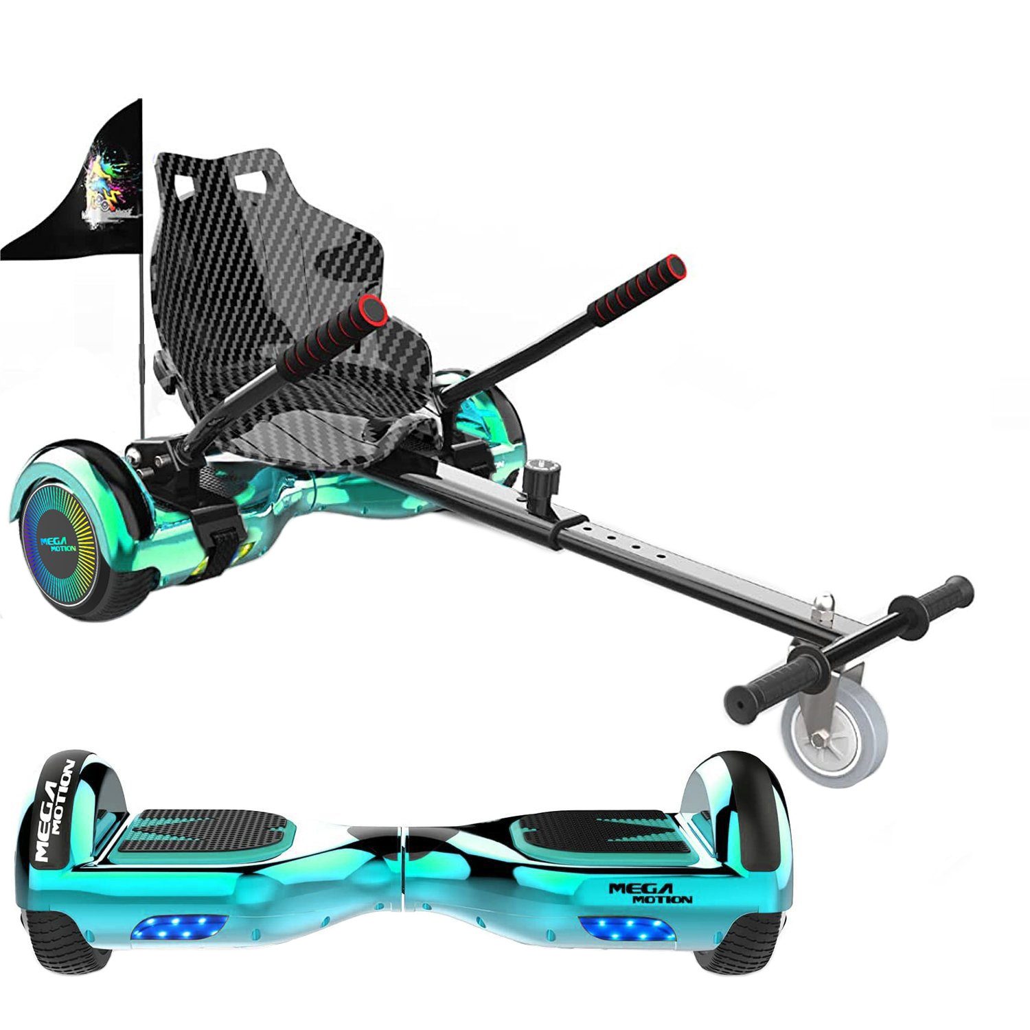 Mega Motion Balance Scooter Kart A03, 15,00 km/h, 6.5" Ховерборды mit Hoverkart Bluetooth Lautsprecher LED-Light