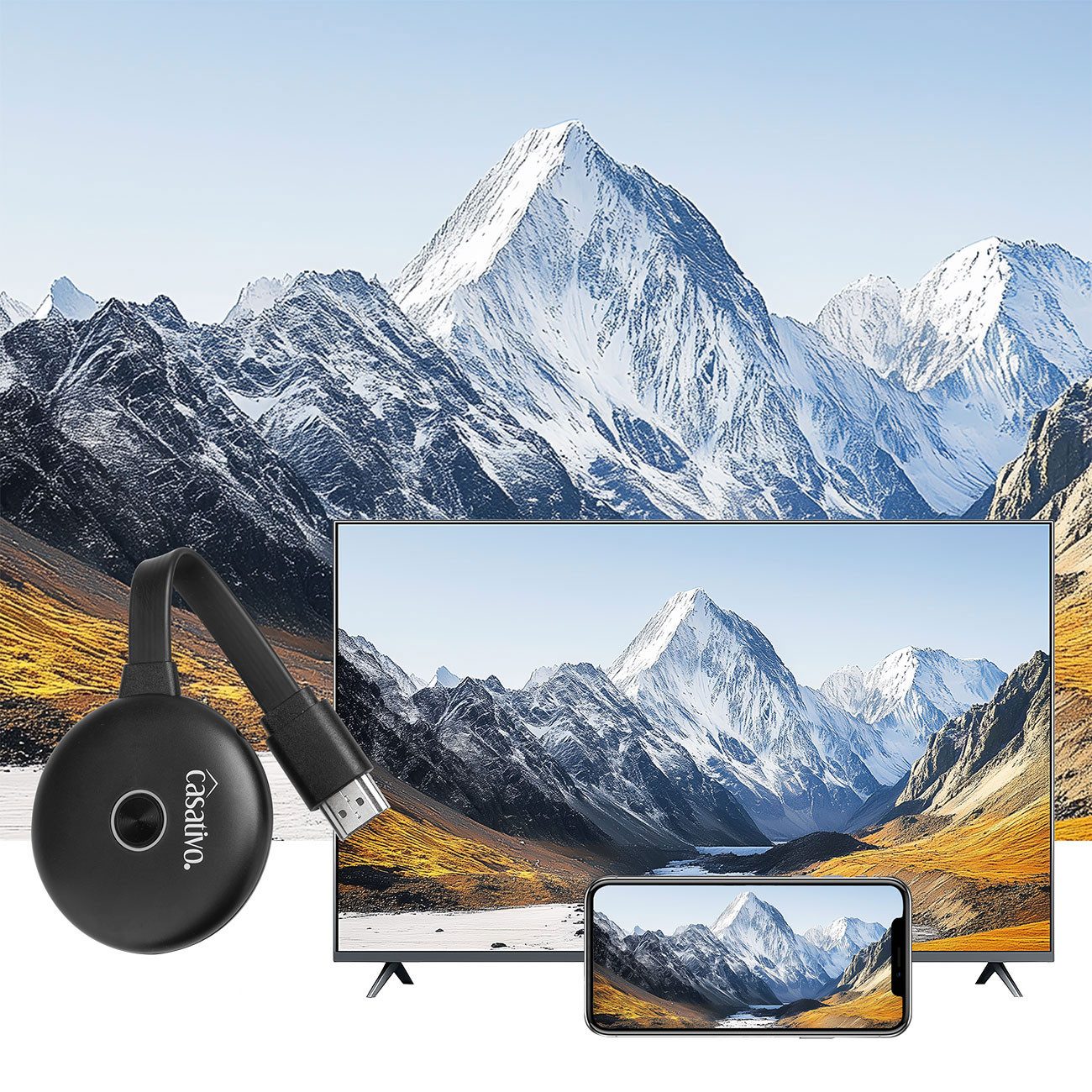 Casativo Streaming-Stick WLAN 4K-Ultra-HDMI Streaming-Empfänger Dongle SmartMedia Player USB, (1 St), Miracast, AirPlay & DLNA • Ideal für Gaming & große Beamer-Leinwände