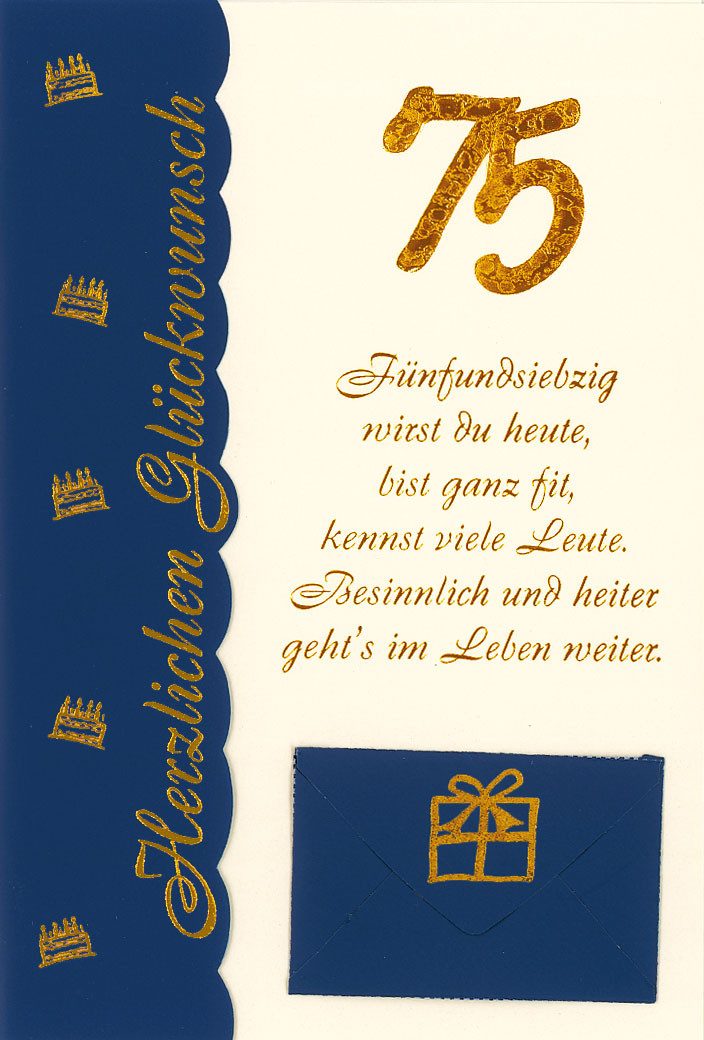 BSB Grußkarten A 75. Geburtstag Glückwunschkarte im Format 11,5 x