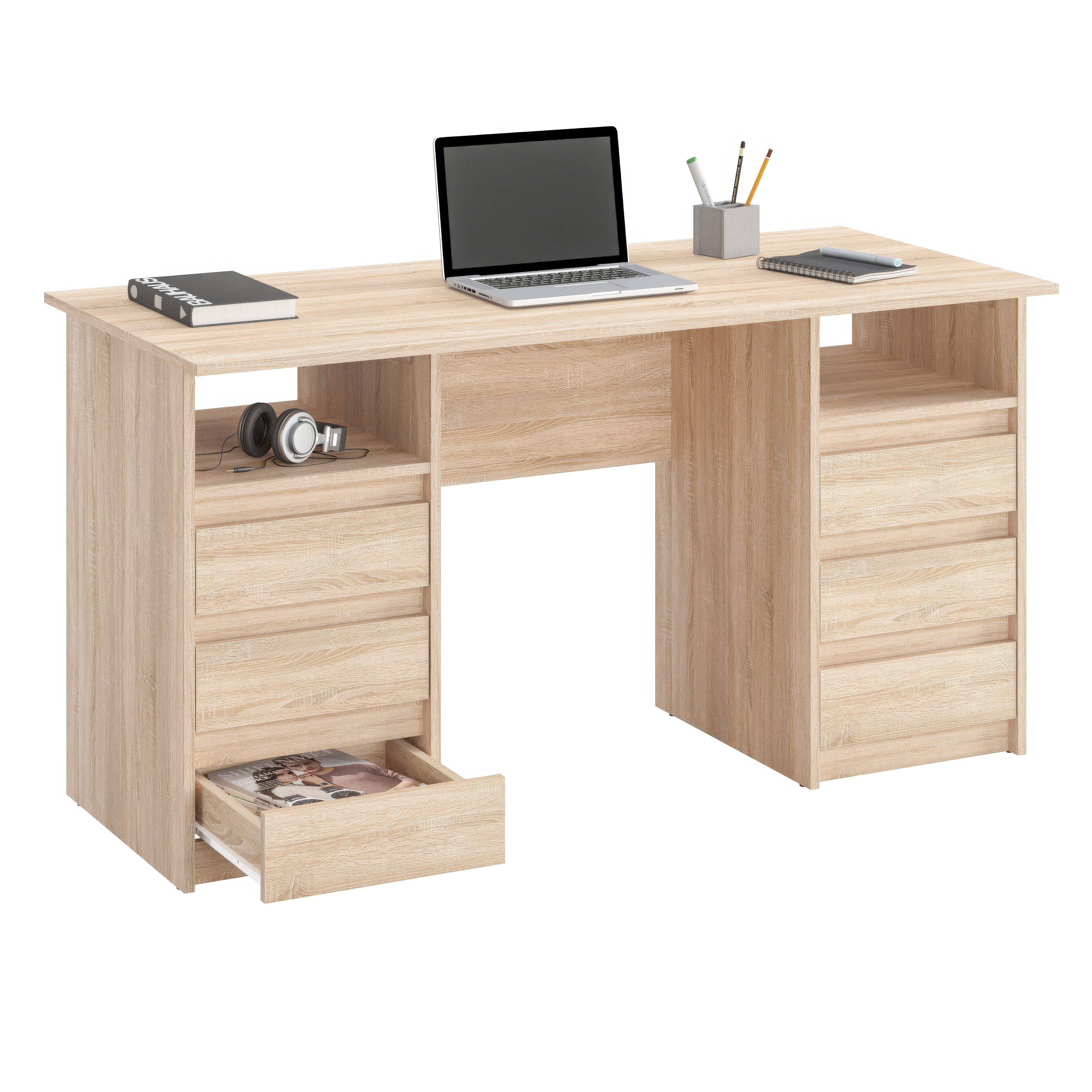 KOMTO Schreibtisch Oslo 140 Schreibtisch mit Schubladen Moderner Bürotisch, günstig online kaufen