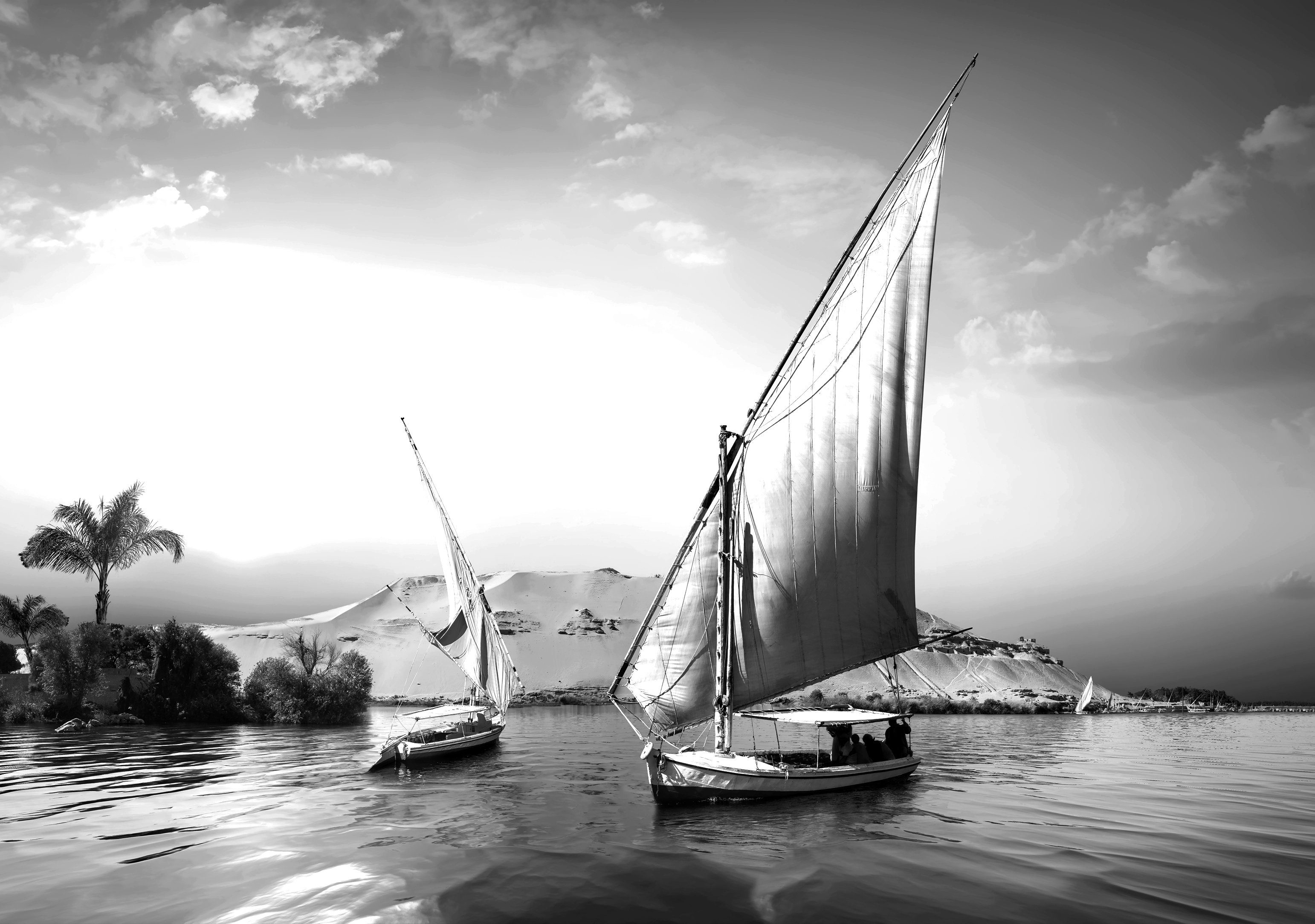 Papermoon Fototapete Boote Schwarz & Weiß