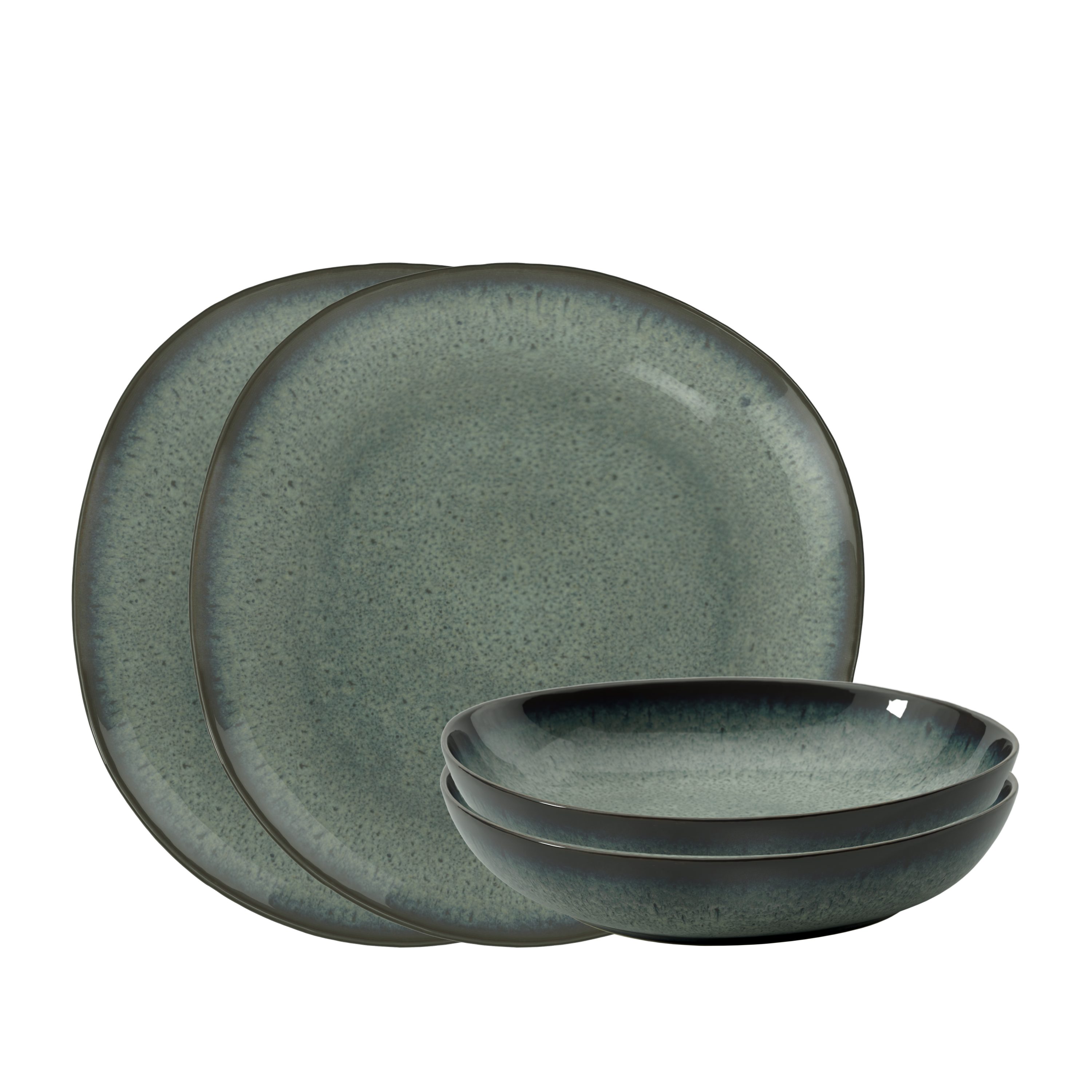 Villeroy & Boch Geschirr-Set Lave gris Tafelset (4-tlg), 2 Personen, Steingut, Effektglasur im handmade Pottery Look