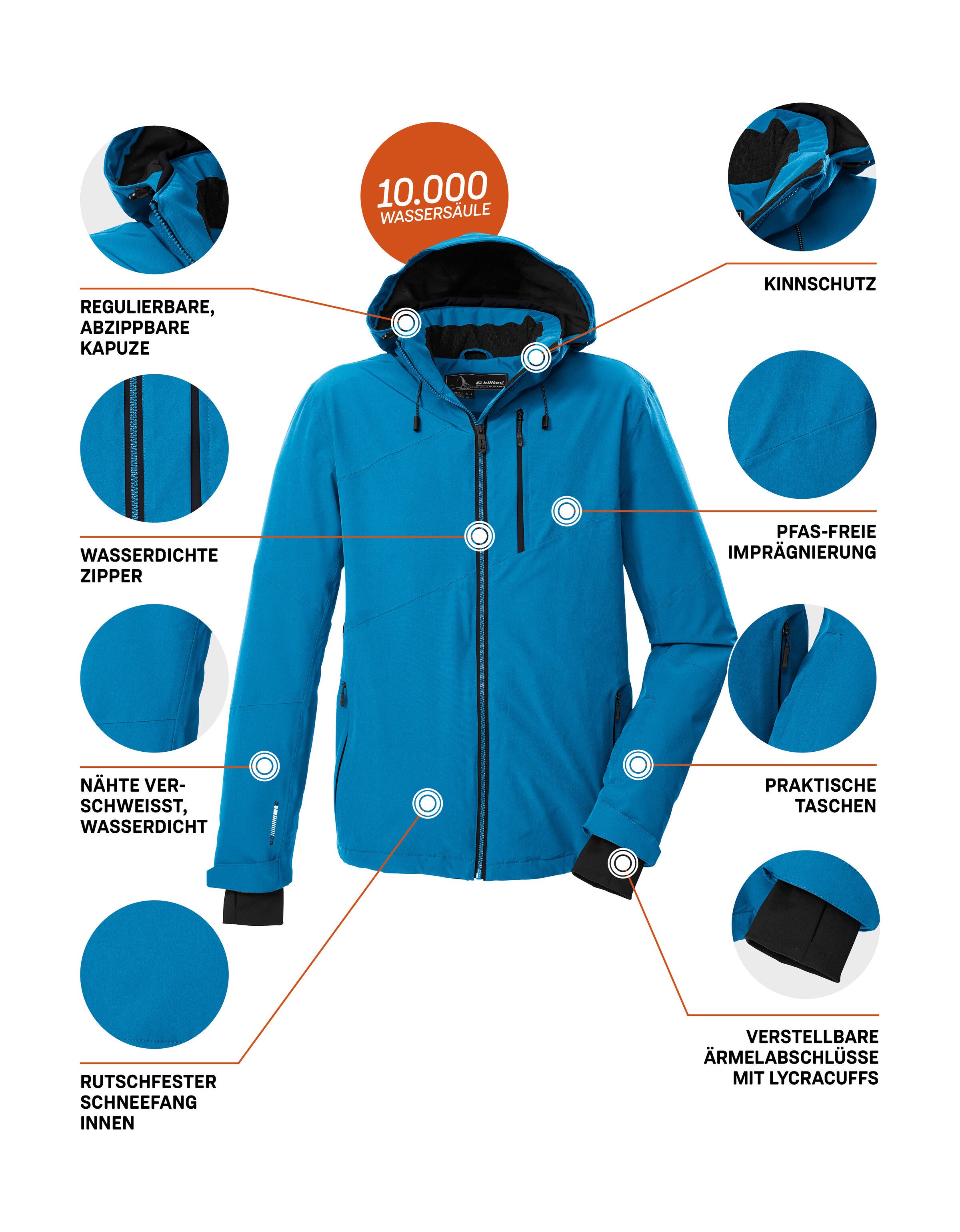 Killtec Skijacke KSW 24 MN SKI JCKT Atmungsaktive, wasser- u. winddichte Funktionsjacke, abnehmbare Kapuze – Bild 5 von 5
