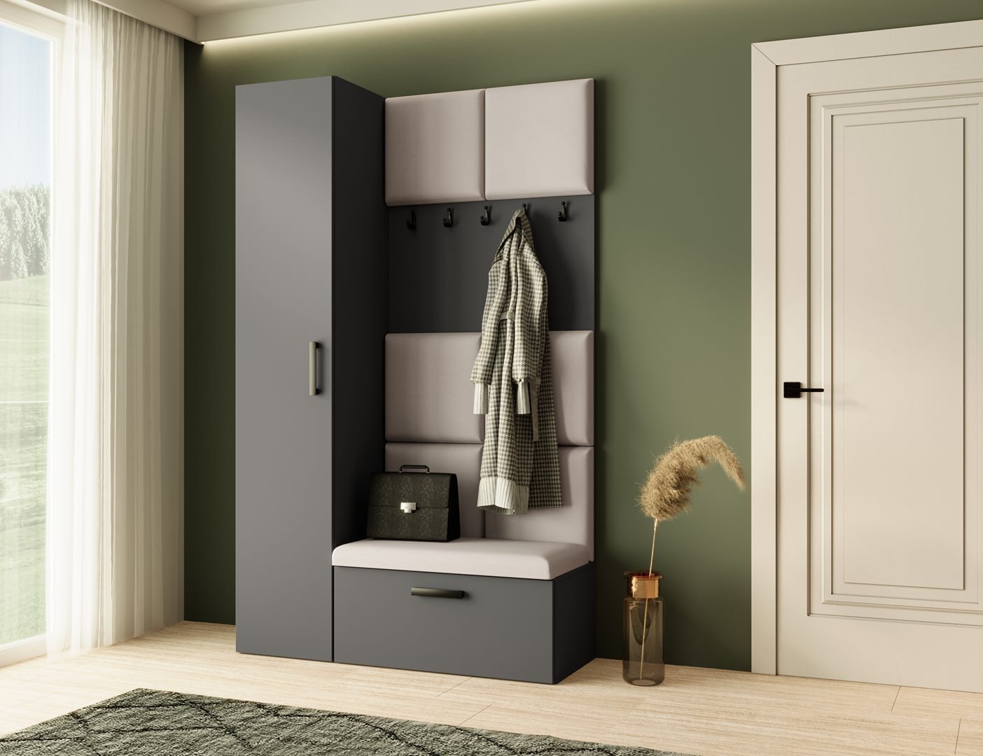 Beautysofa Garderobenschrank mit schmalem eintürigen Kleiderschrank mit Kle günstig online kaufen