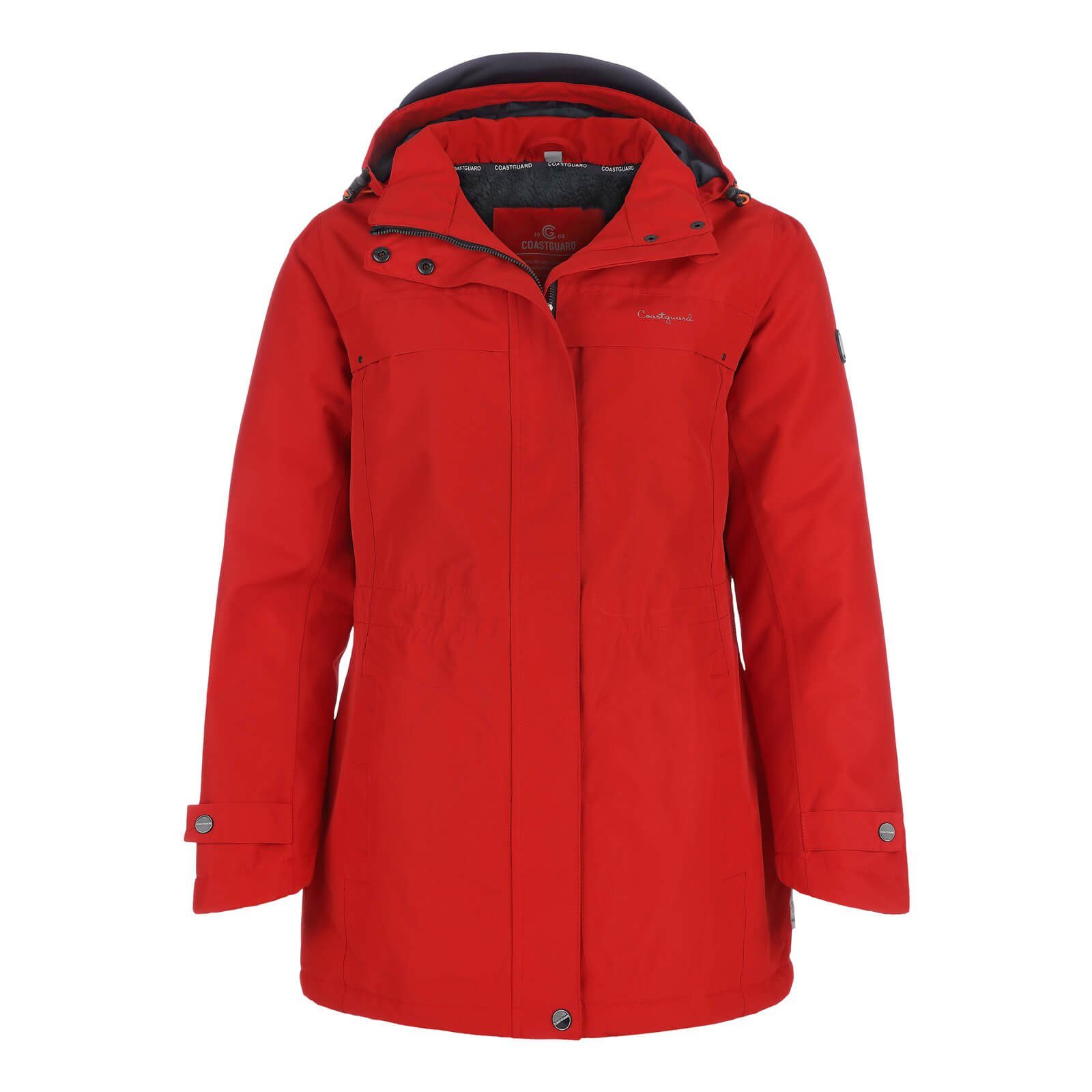 Outdoor-Jacke mit Kapuze Coastguard - atmungsaktiv abnehmbarer rot Funktionsjacke wasserdicht Damen