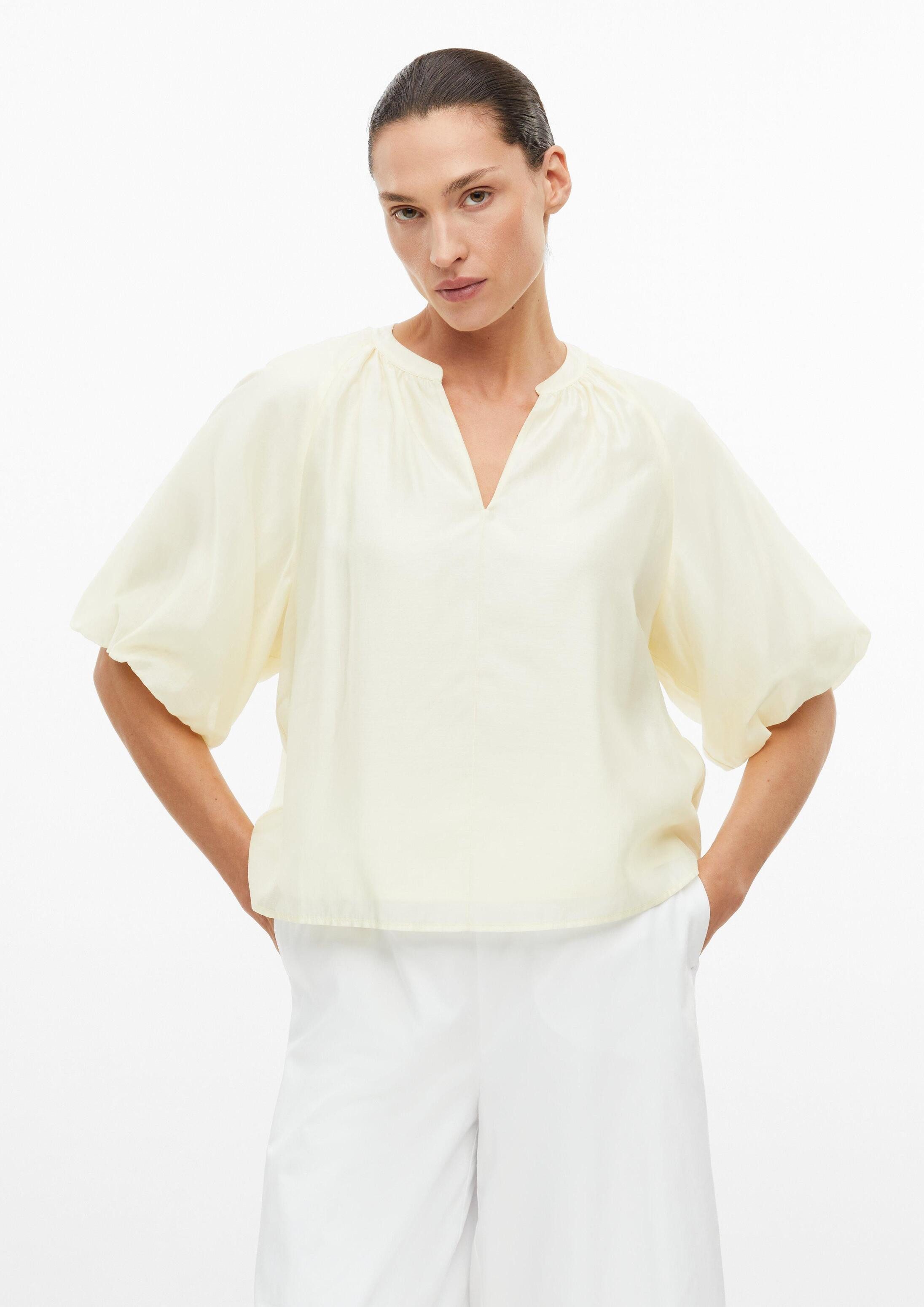 s.Oliver Kurzarmbluse Bluse Viskosemix-Bluse im Loose Fit mit Puffärmeln