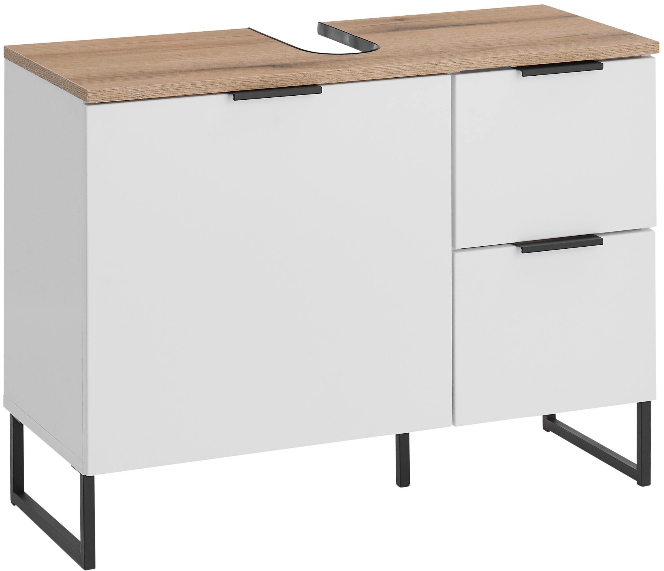 BASIC by Balculina Waschbeckenunterschrank Denver Waschbeckenunterschrank, Badezimmerschrank BxHxT 80x60x35 (1-St) Breite 80 cm, Tür L/R montierbar, Softclose