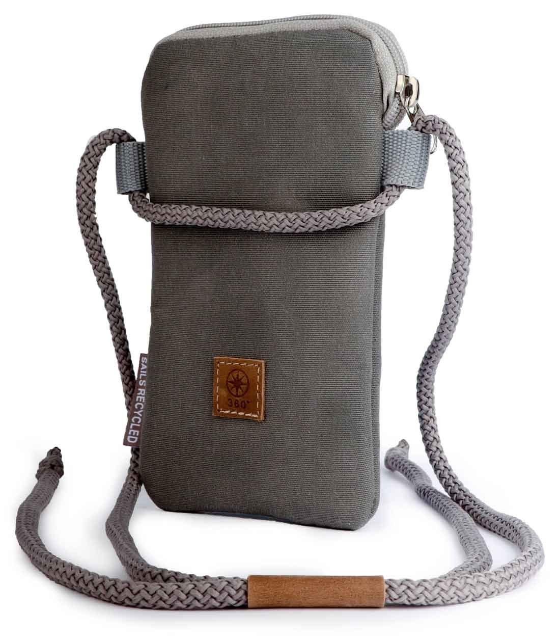 360Grad Handytasche Handytasche Nautik Lütt Weiss Grau Zahl Grau aus recyceltem Segeltuch