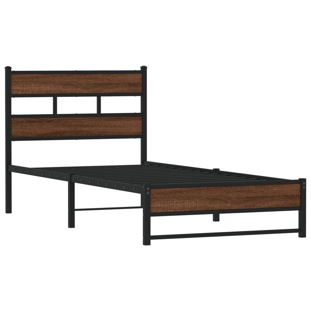 vidaXL Bett Metallbett ohne Matratze Eichen-Optik günstig online kaufen