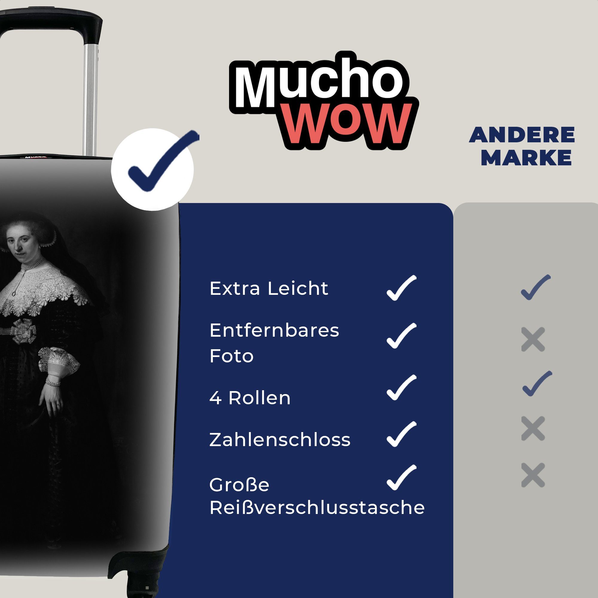 Reisetasche 4 Porträt Handgepäck van MuchoWow Oopjen rollen, für Trolley, von Rembrandt Coppit Ferien, Rijn, Handgepäckkoffer Reisekoffer mit Das Rollen, -