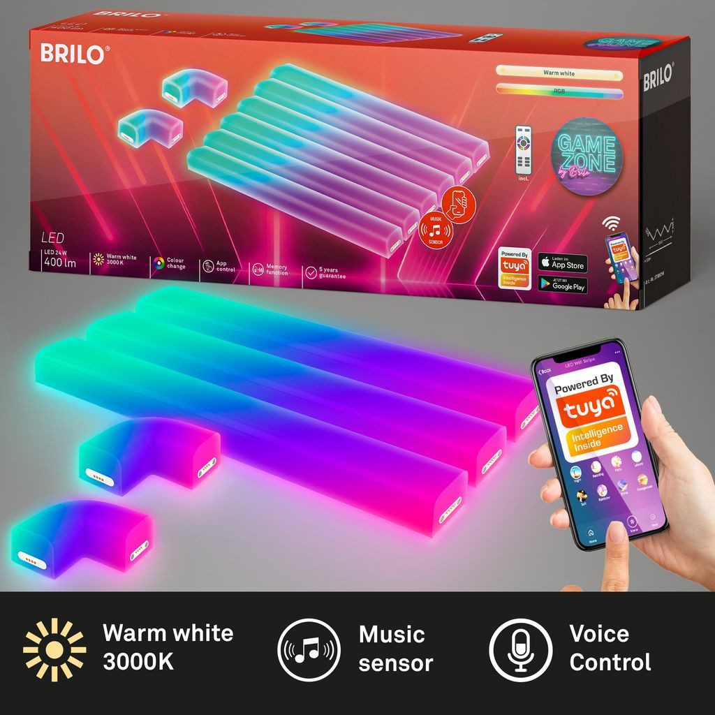 Briloner Leuchten Wandleuchte 3790016, Farbwechsel, LED fest integriert, 2700K - Extra-Warmweiß