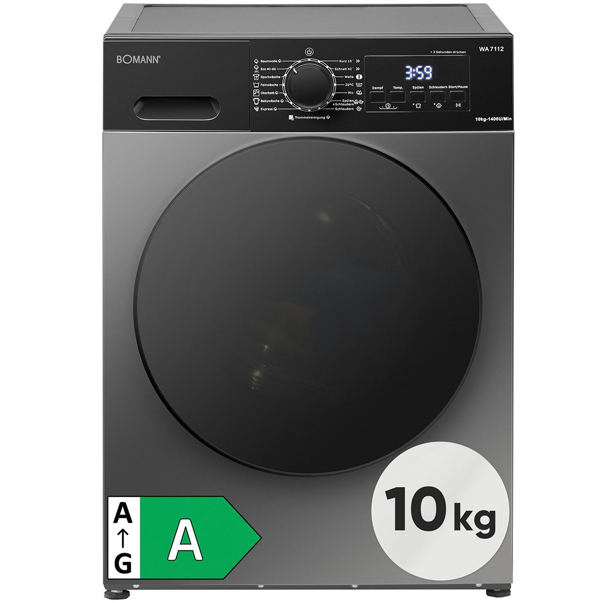 BOMANN Waschmaschine WA 7112, 10 kg, 1400 U/min, 10kg, Invertermotor, 5 Jahre Motor-Garantie