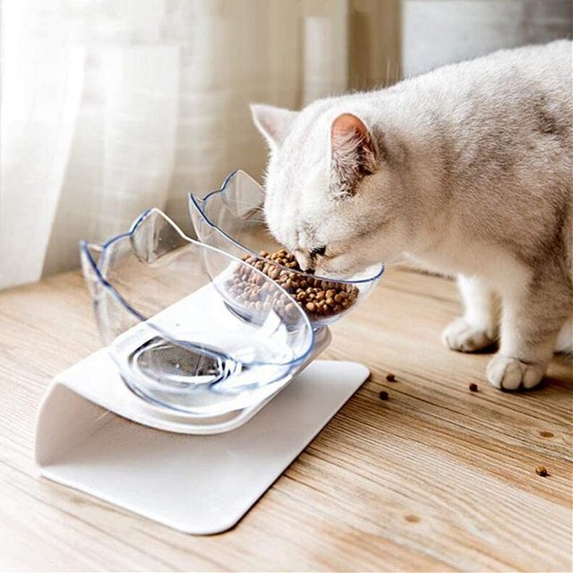 GelldG Katzen-Futterautomat “Fressnapf Katze mit Ständer Katzenfutter Schale mit Neigung”