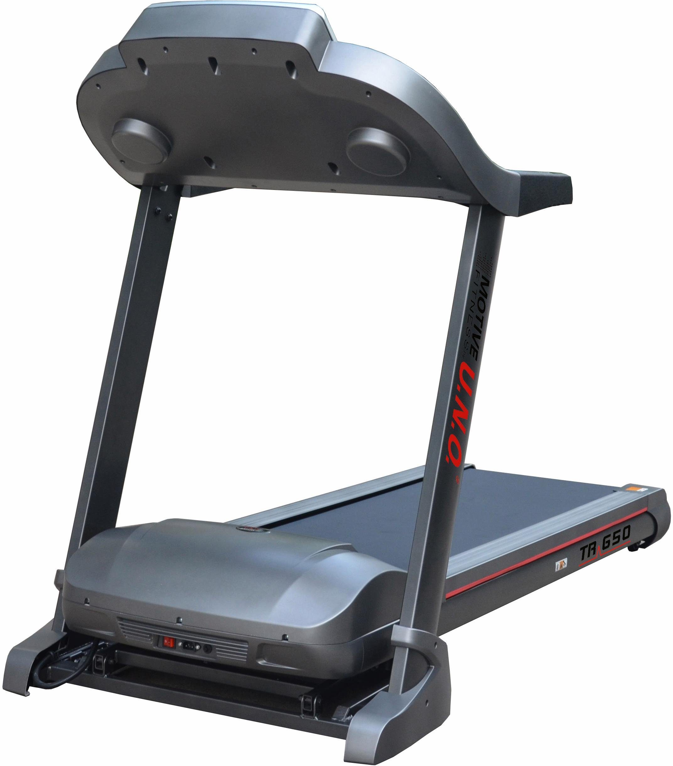 MOTIVE FITNESS by U.N.O. Laufband TR 650 (mit/ohne Unterlegmatte) (mit Soft-Motion-Foldsystem), bis max. 24 km/h, klappbar, 120 kg max. Benutzergewicht